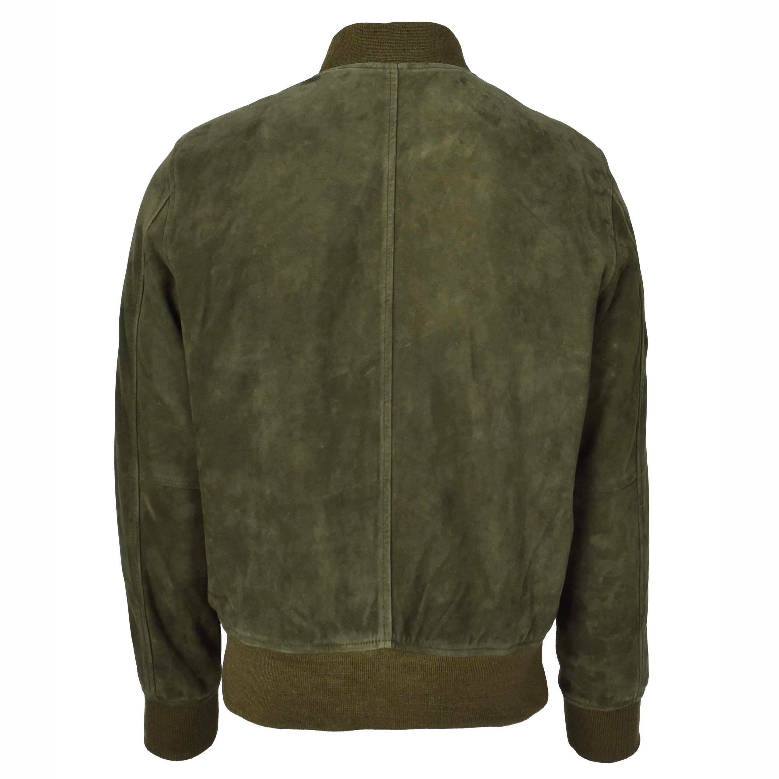 BUNERI Chaqueta Bomber Hombre Ante Cabra MA-1 Varsity Diseno Verde Oliva - Imagen 2