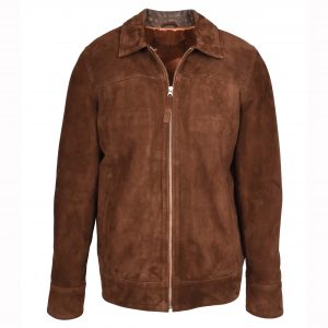 BUNERI Chaqueta de Ante de Cabra Marrón Óxido para Hombre Corte Box