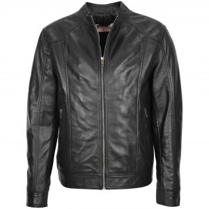 BUNERI Cuero Suave Matt Negra Casual Zip Simple