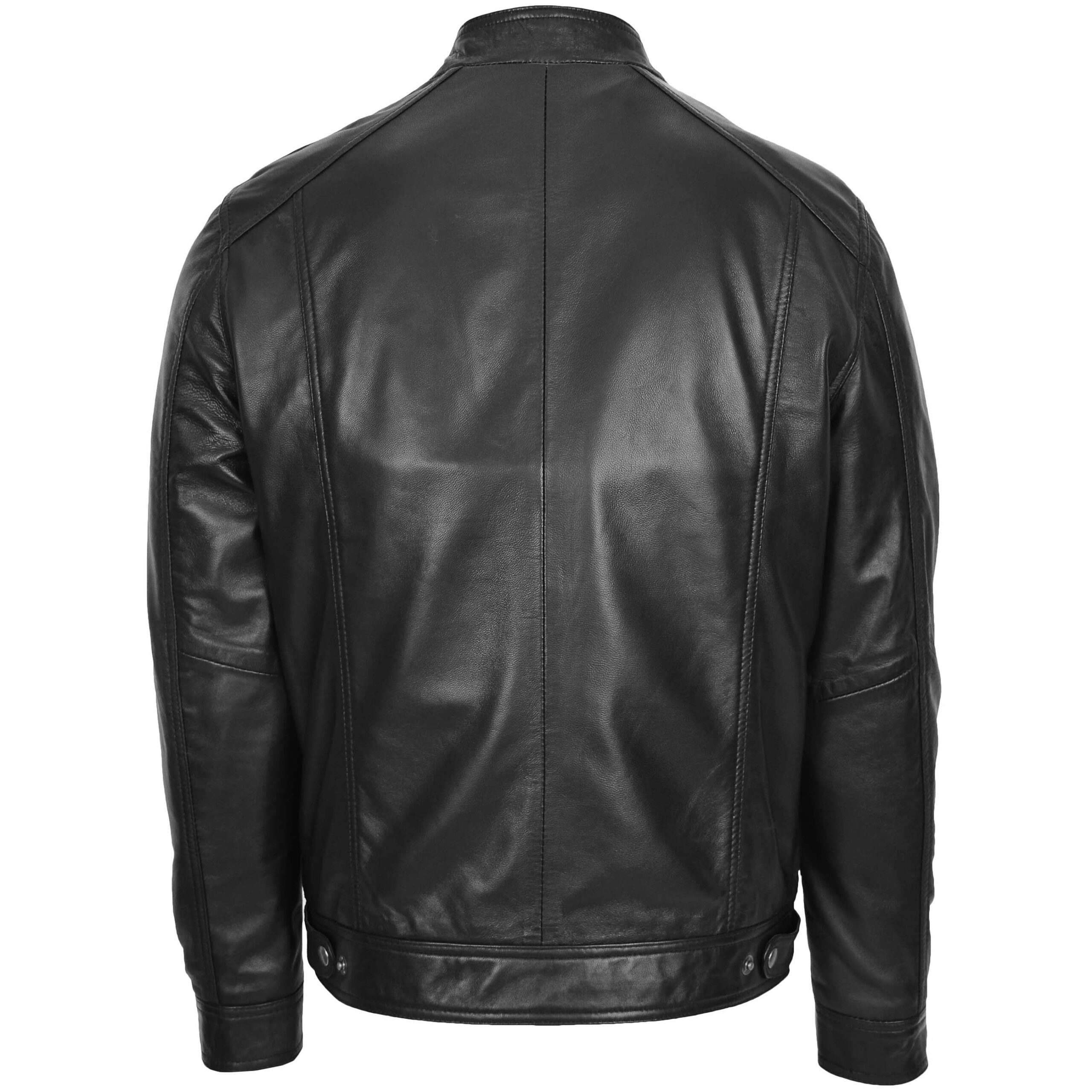 BUNERI Cuero Suave Matt Negra Casual Zip Simple - Imagen 2