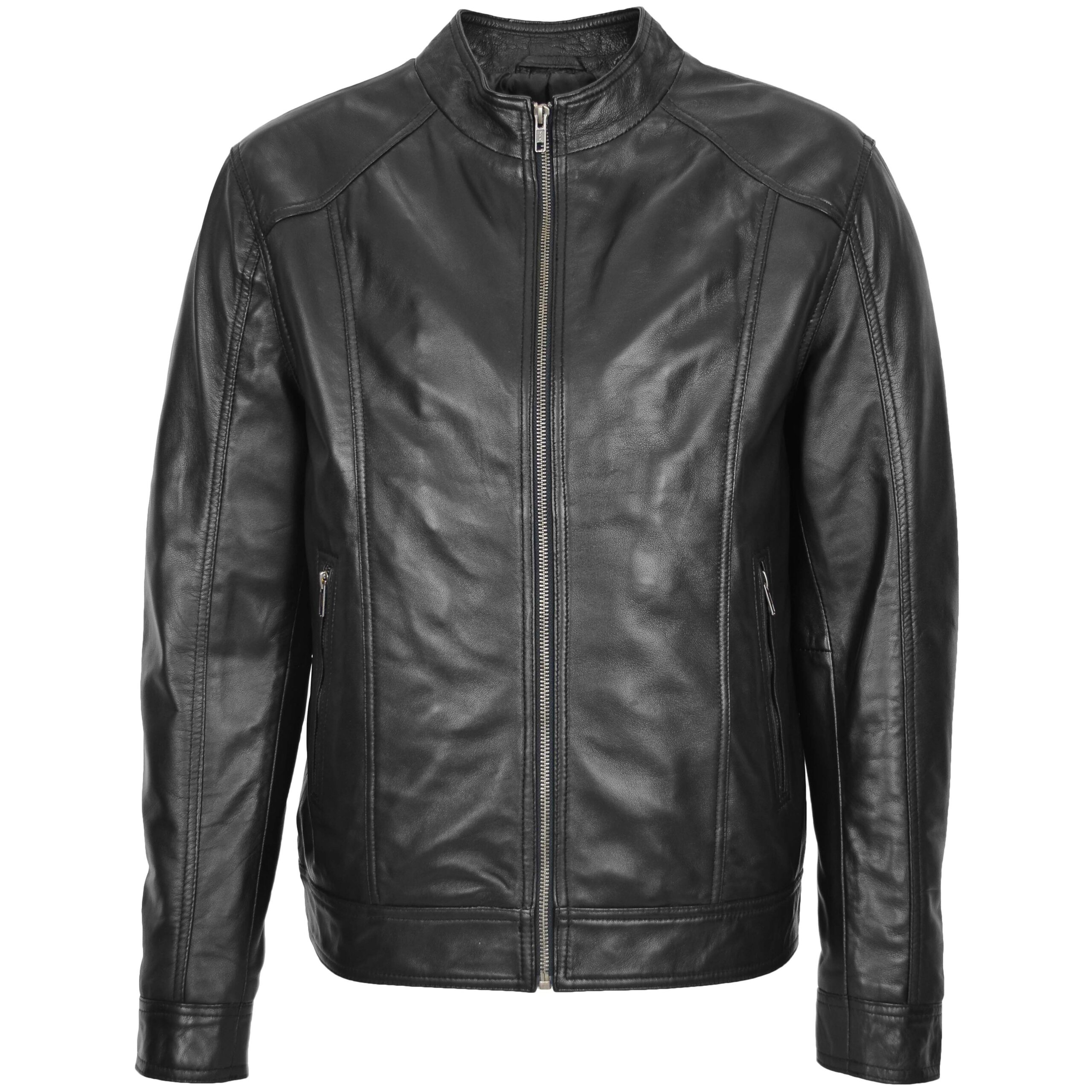 BUNERI Cuero Suave Matt Negra Casual Zip Simple - Imagen 3