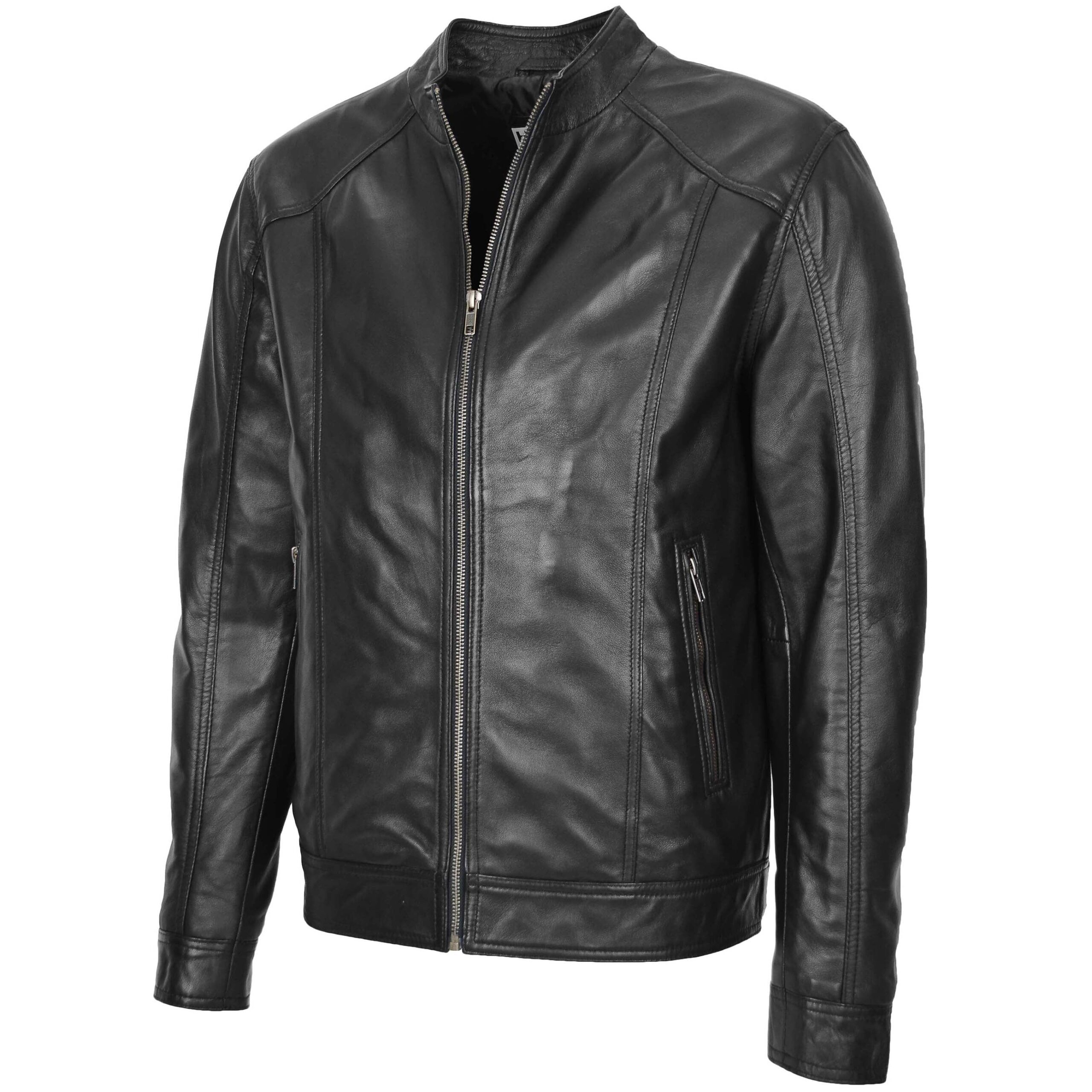 BUNERI Cuero Suave Matt Negra Casual Zip Simple - Imagen 4