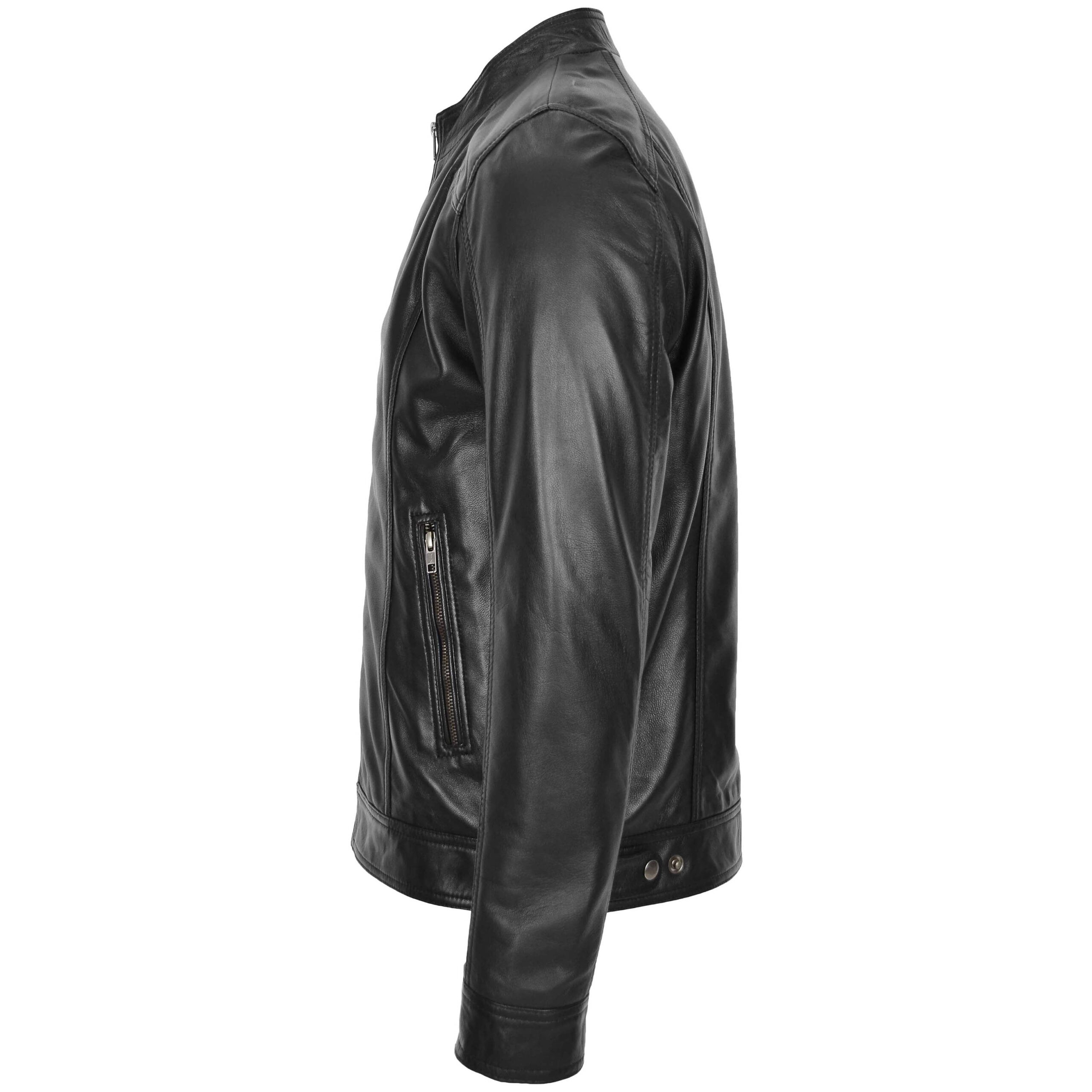 BUNERI Cuero Suave Matt Negra Casual Zip Simple - Imagen 5