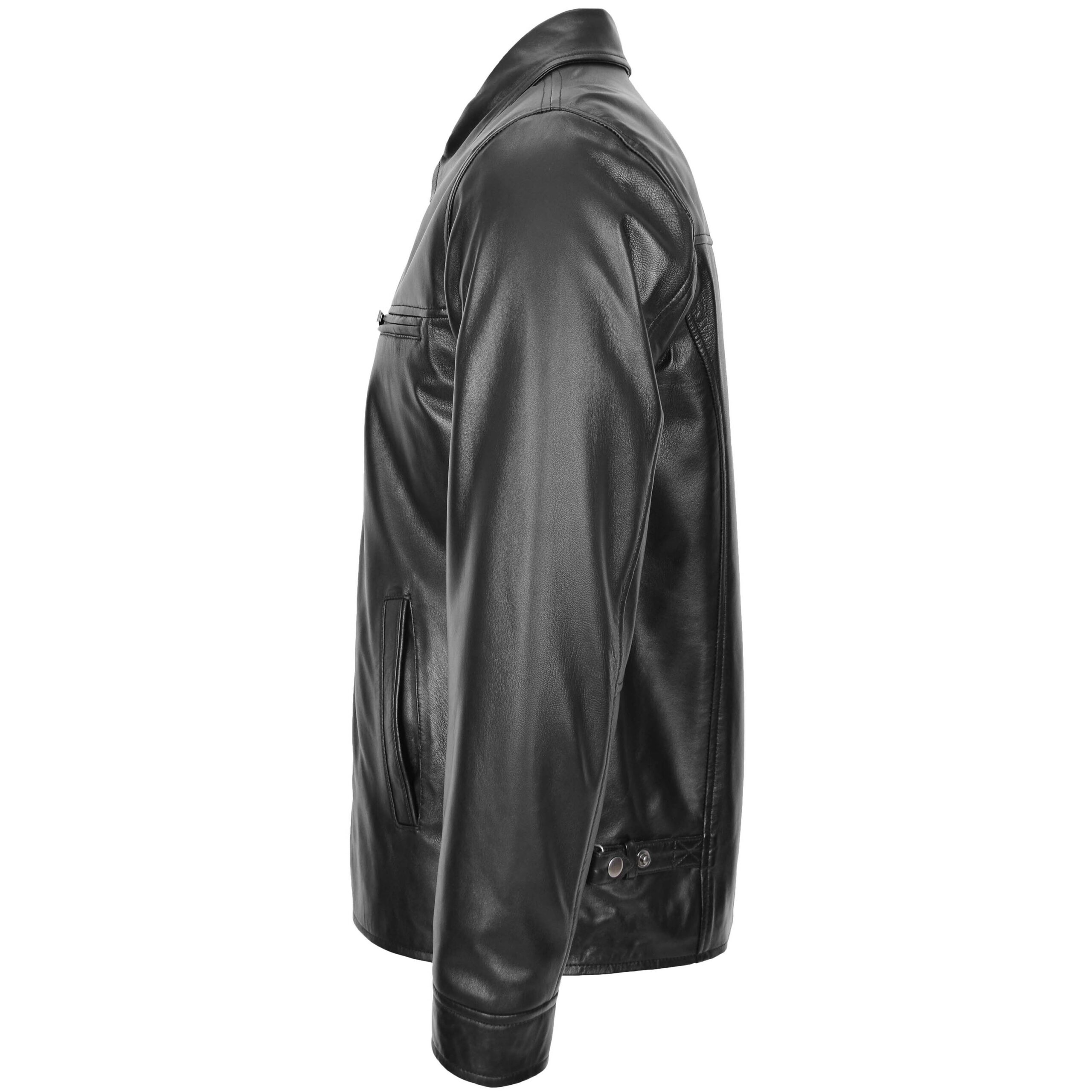 BUNERI Chaqueta Hombre Cuero Suave Sencilla Zip Box Casual Negro - Imagen 5