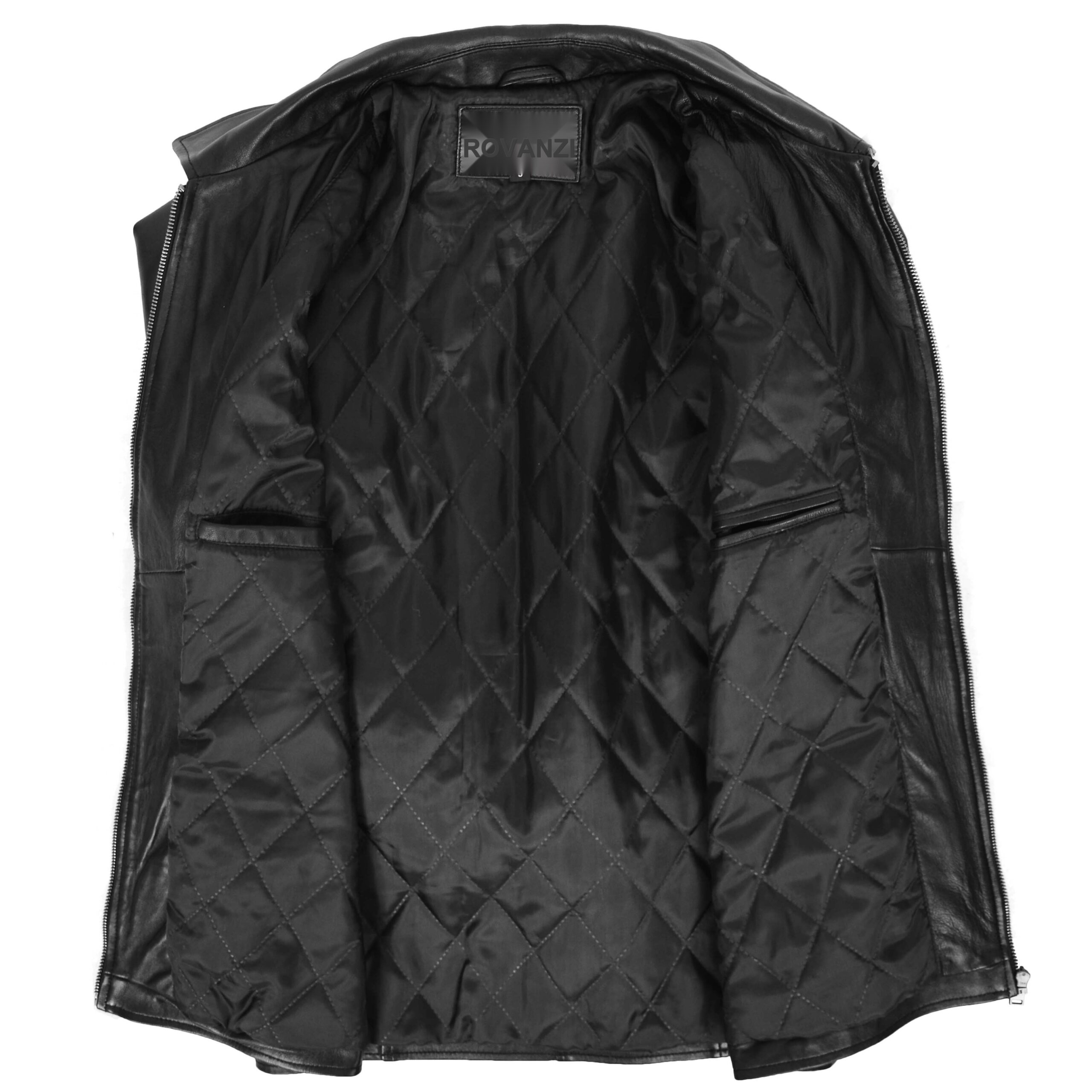 BUNERI Chaqueta Hombre Cuero Suave Sencilla Zip Box Casual Negro - Imagen 6