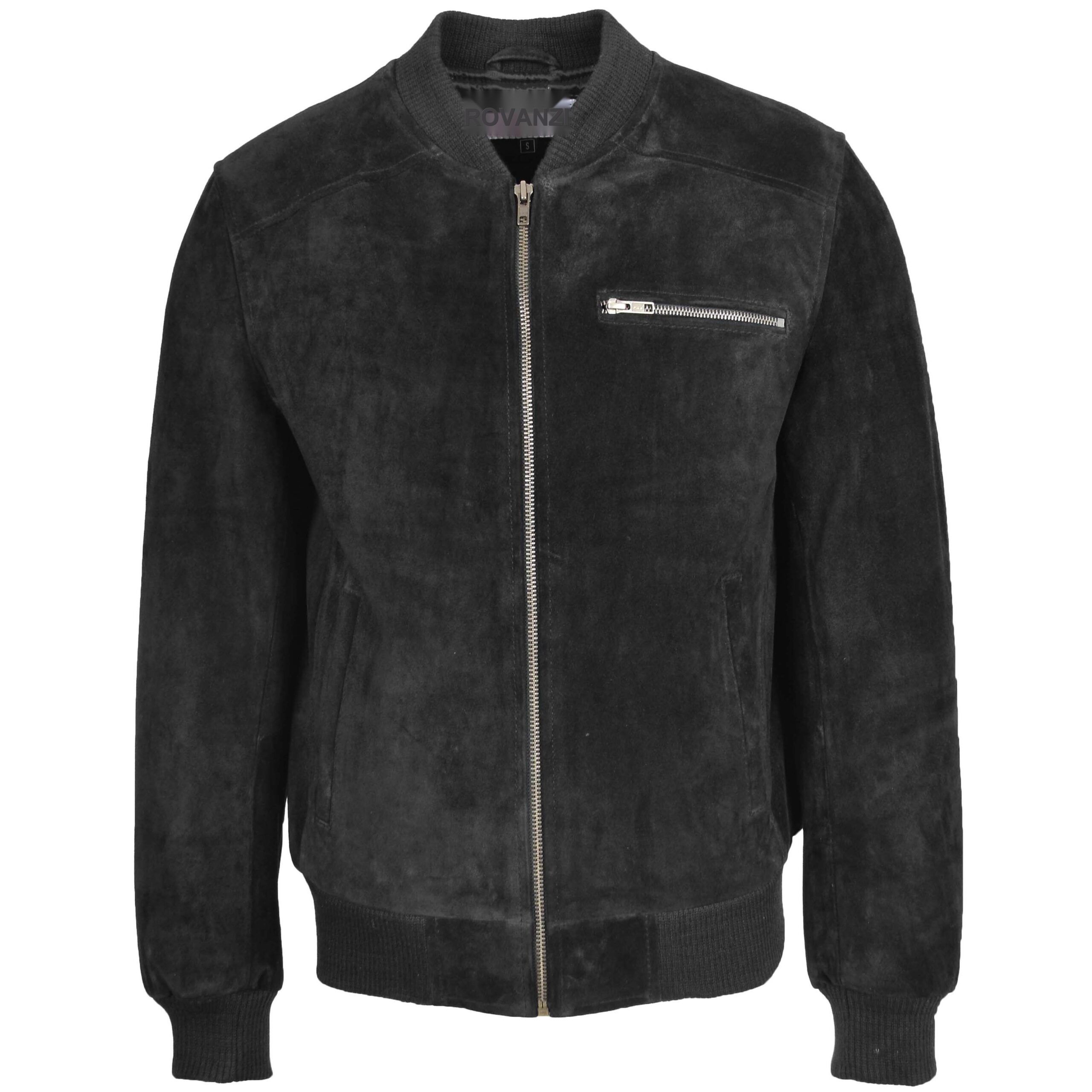 BUNERI Chaqueta Hombre Ante Bomber Varsity Negro - Imagen 3