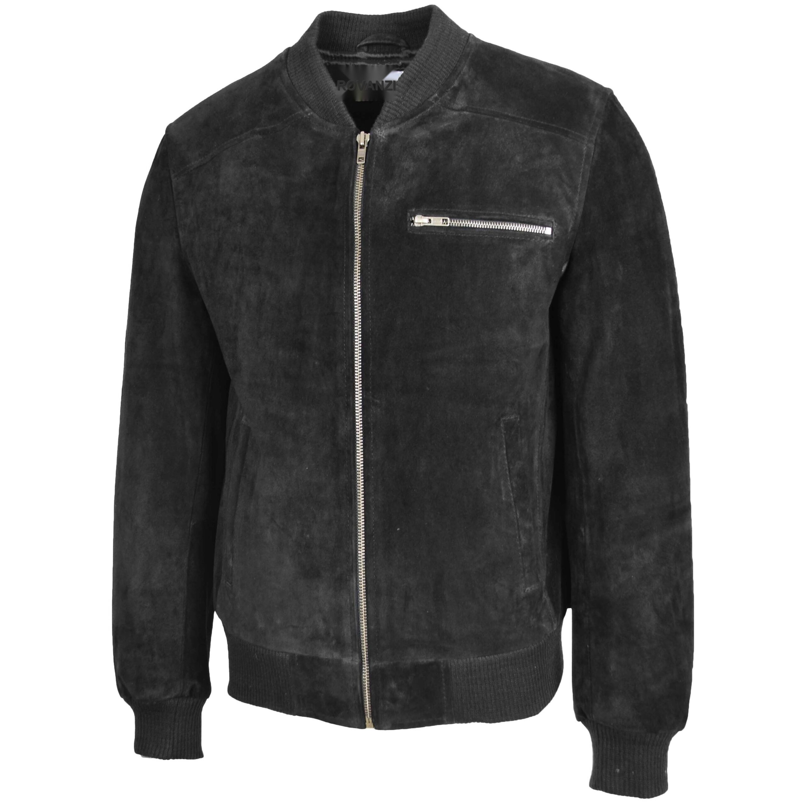 BUNERI Chaqueta Hombre Ante Bomber Varsity Negro - Imagen 4