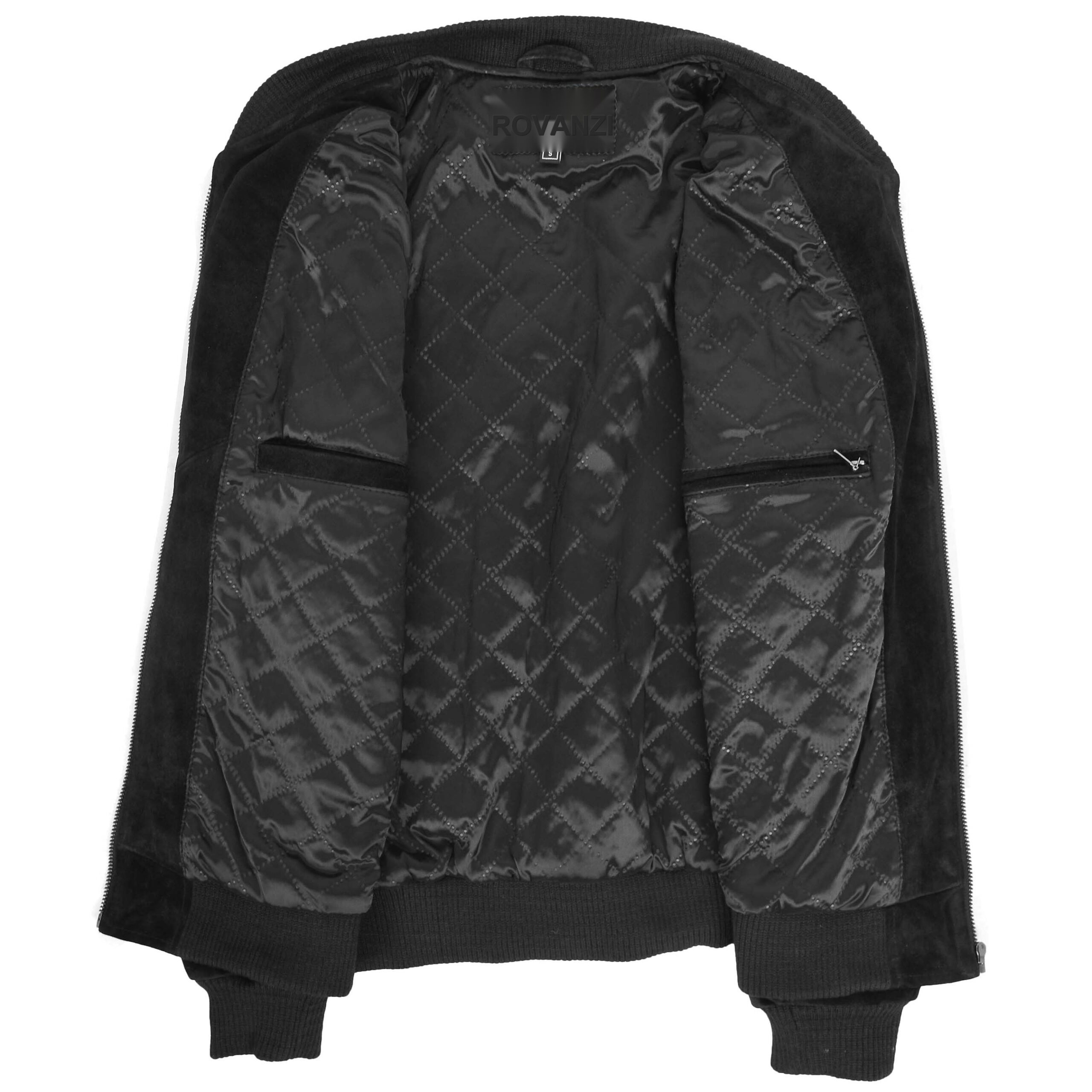 BUNERI Chaqueta Hombre Ante Bomber Varsity Negro - Imagen 6