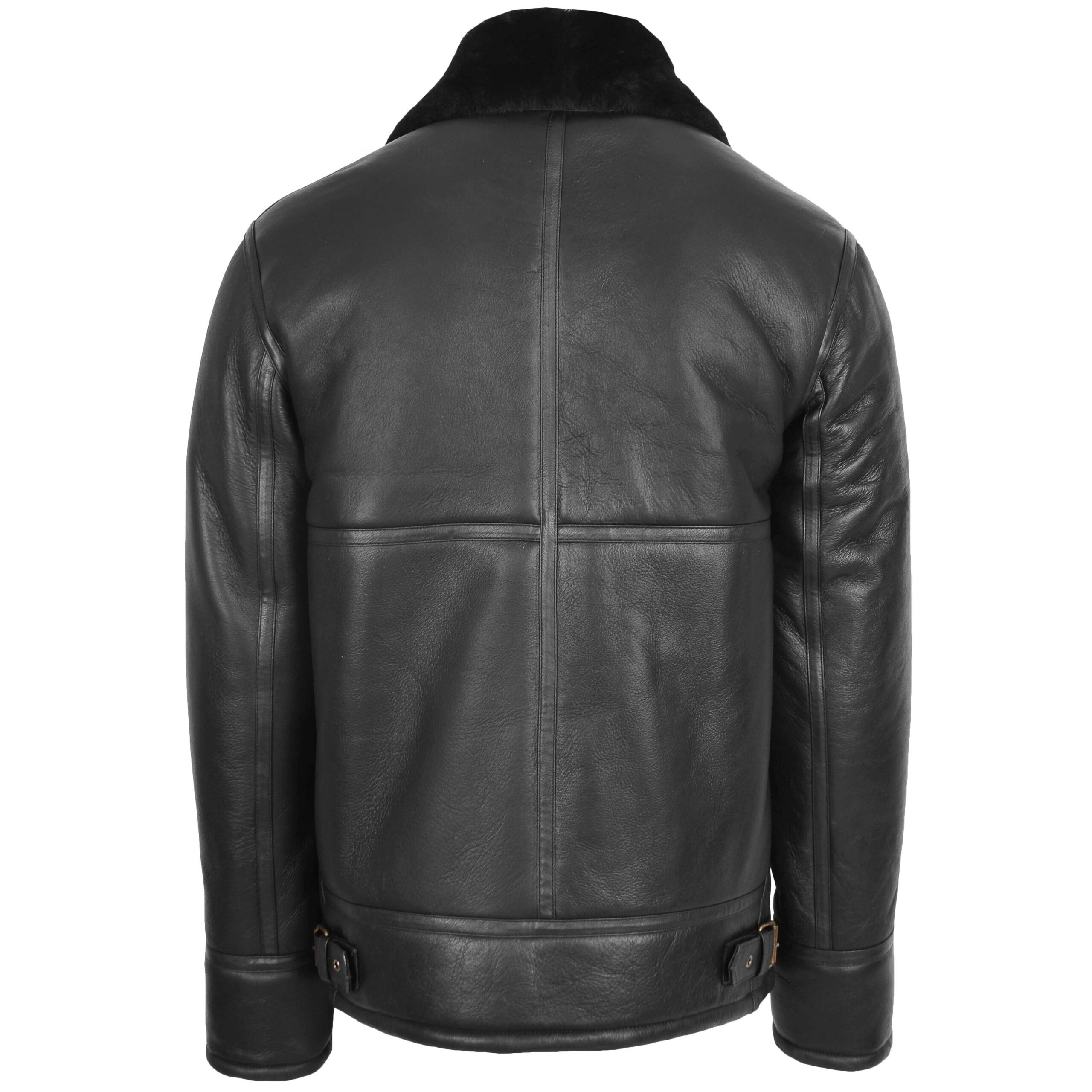 BUNERI Chaqueta Hombre Piel Oveja Estilo Top Gun Negro - Imagen 2