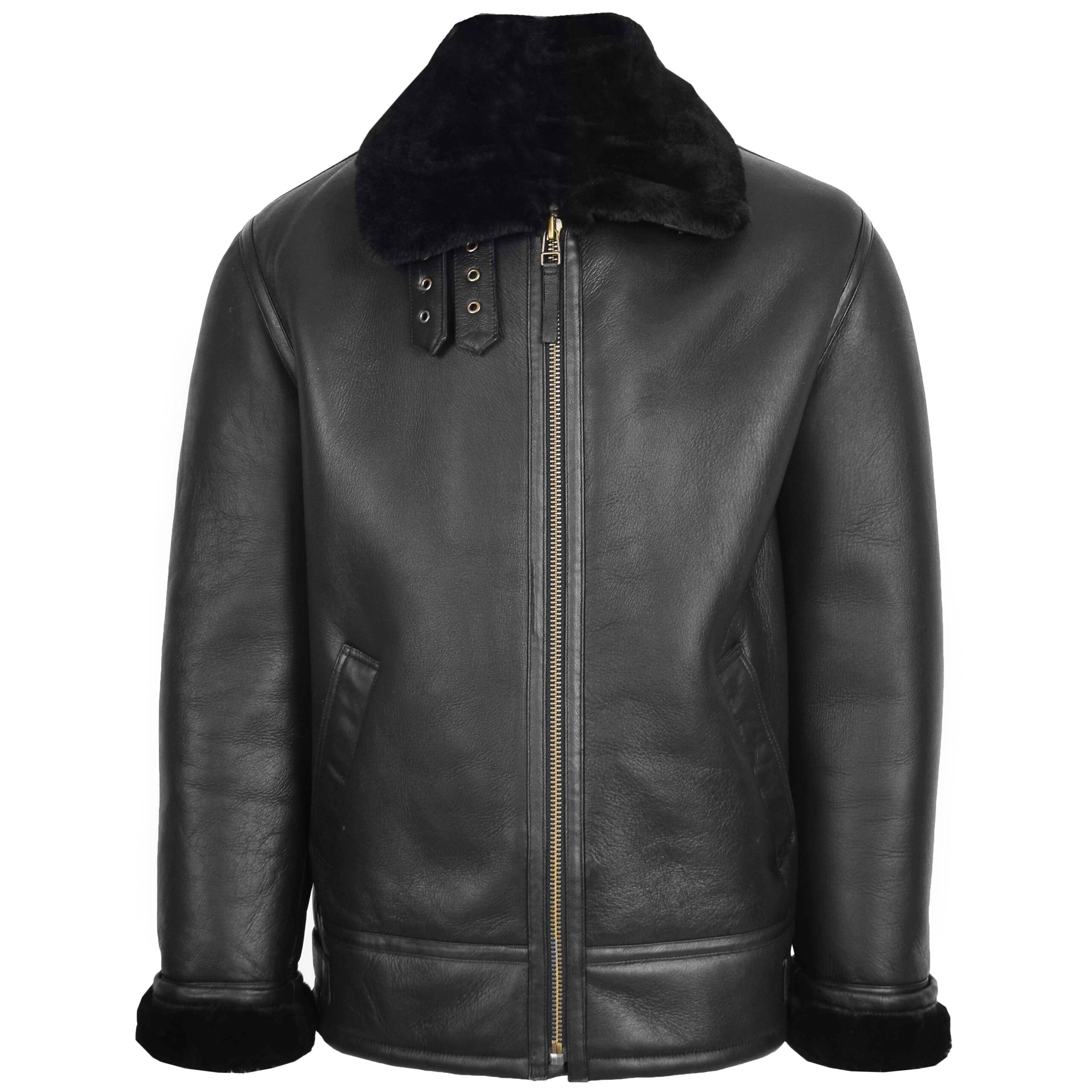BUNERI Chaqueta Hombre Piel Oveja Estilo Top Gun Negro - Imagen 3