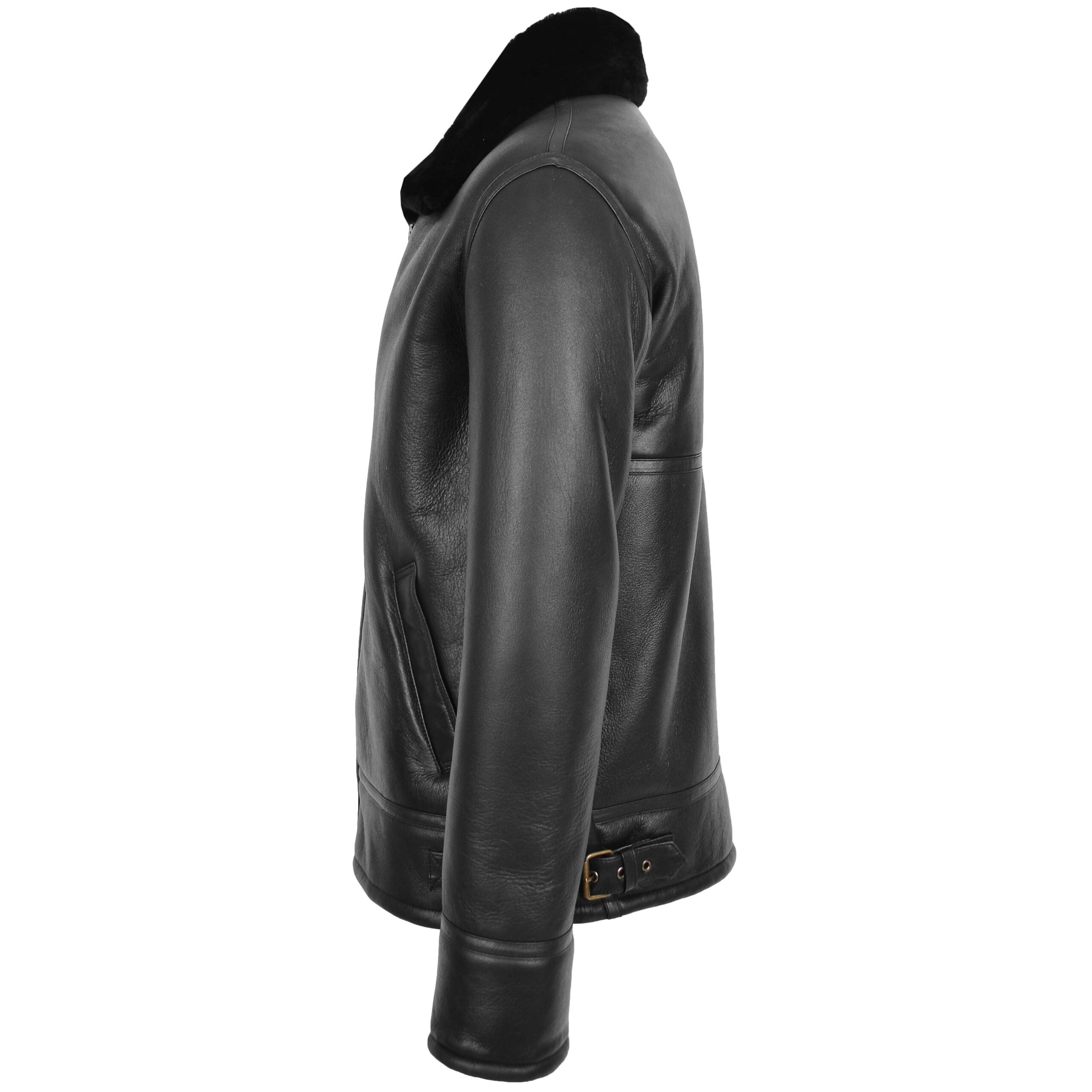 BUNERI Chaqueta Hombre Piel Oveja Estilo Top Gun Negro - Imagen 5