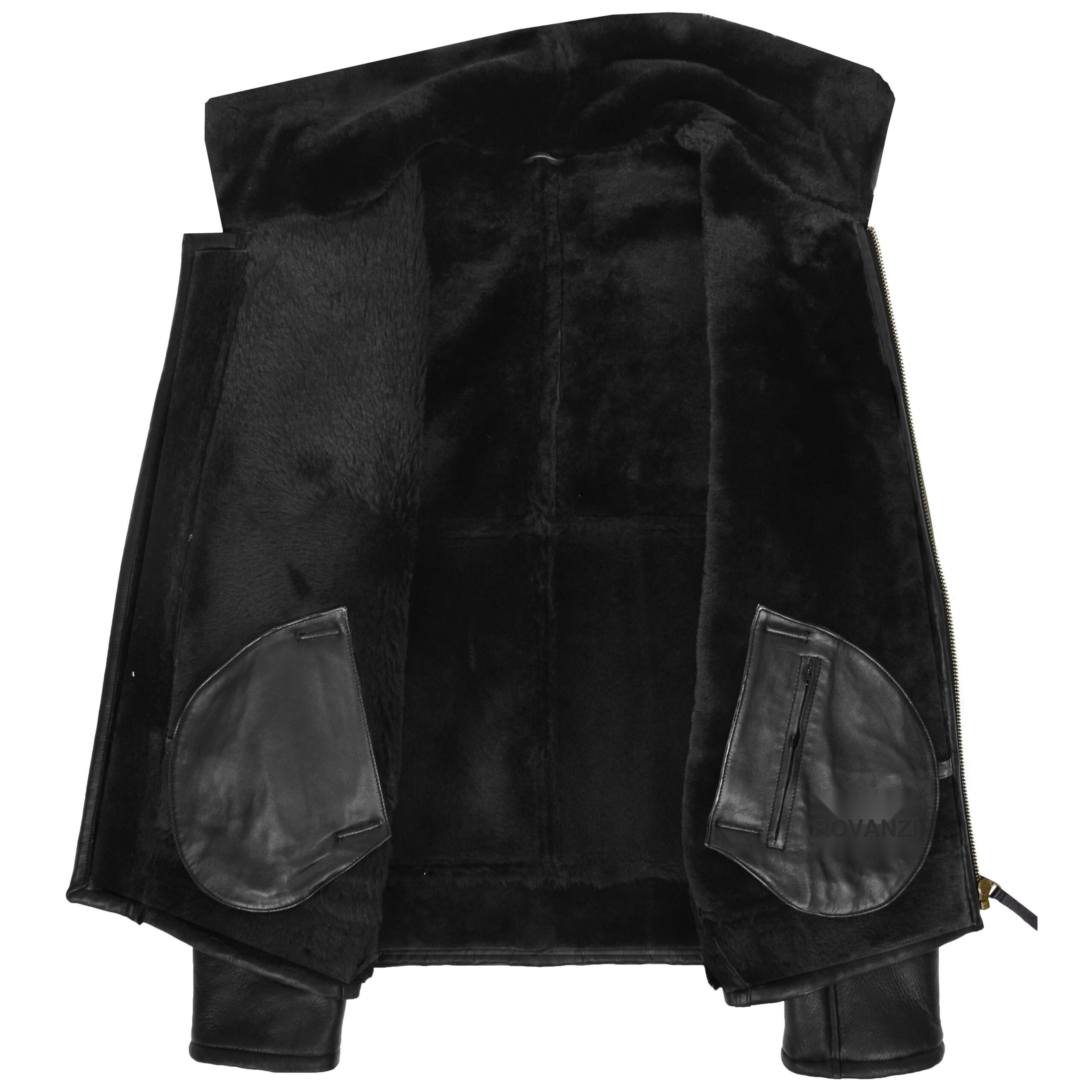 BUNERI Chaqueta Hombre Piel Oveja Estilo Top Gun Negro - Imagen 6