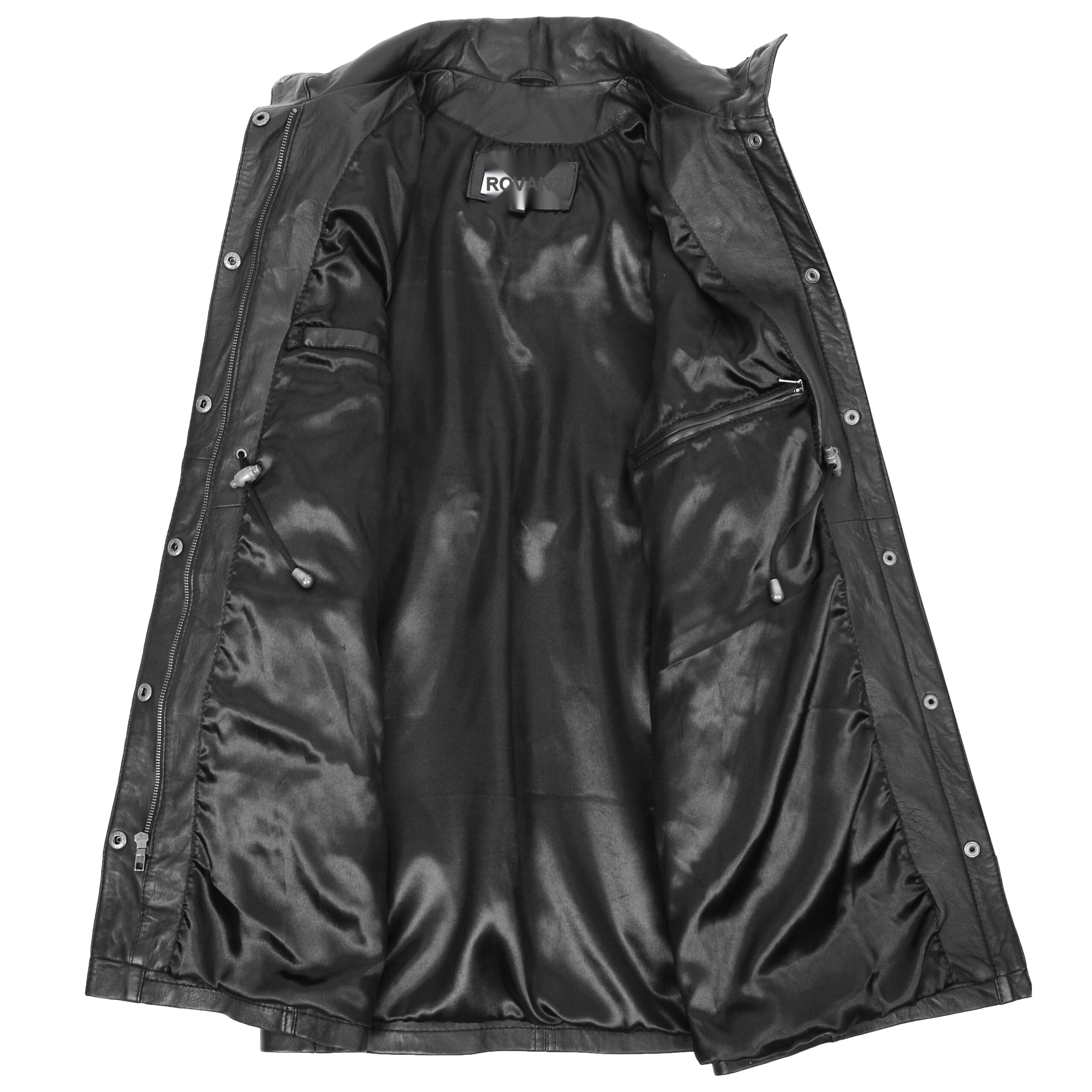 BUNERI Abrigo Duffle de Cuero Negro Longitud 3/4 para Mujer - Imagen 6