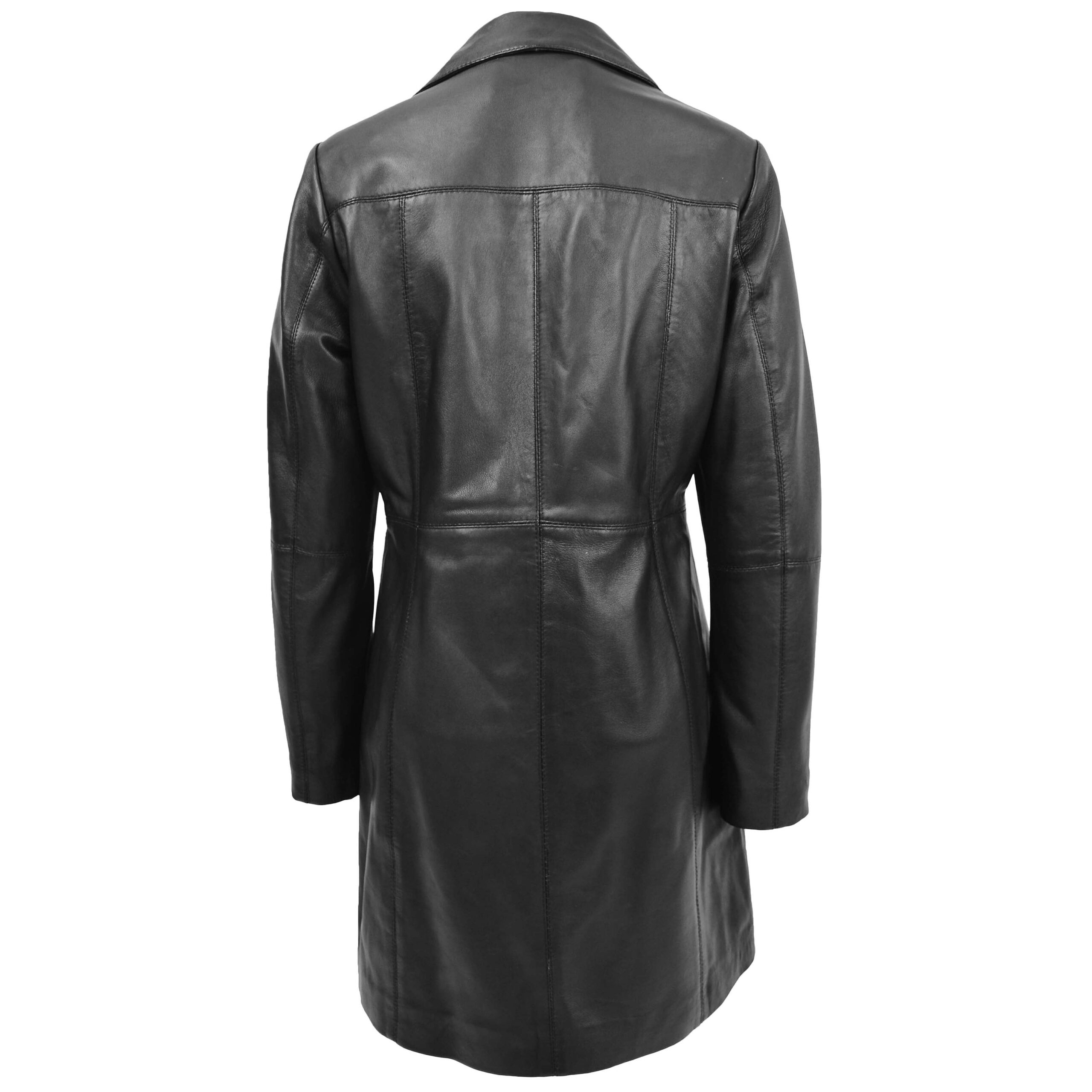 BUNERI Abrigo de Cuero Suave Negro de 3/4 Longitud Clásico para Mujer - Imagen 2