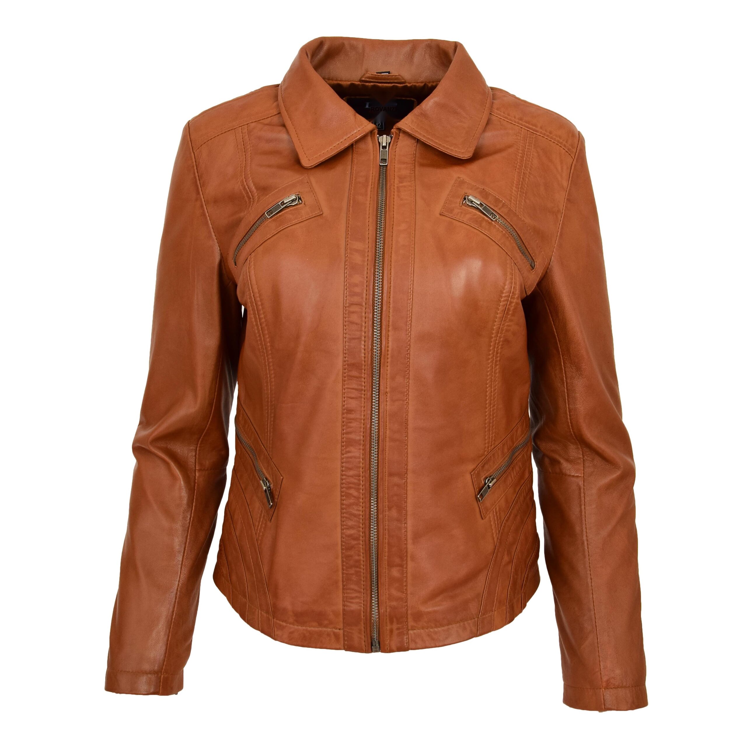BUNERI Biker Cuero Nova Tan Clásica Zip Box Mujer - Imagen 3