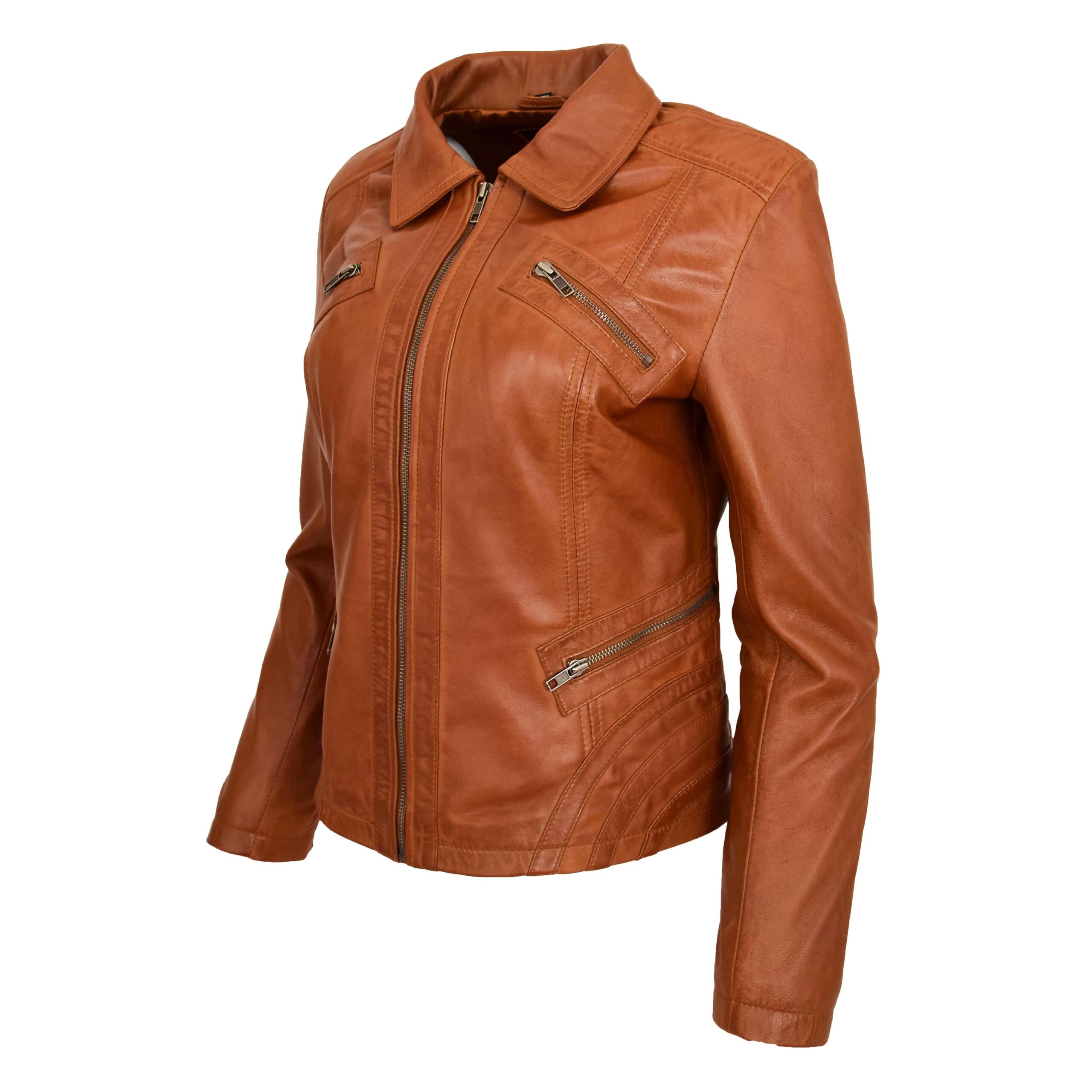 BUNERI Biker Cuero Nova Tan Clásica Zip Box Mujer - Imagen 4