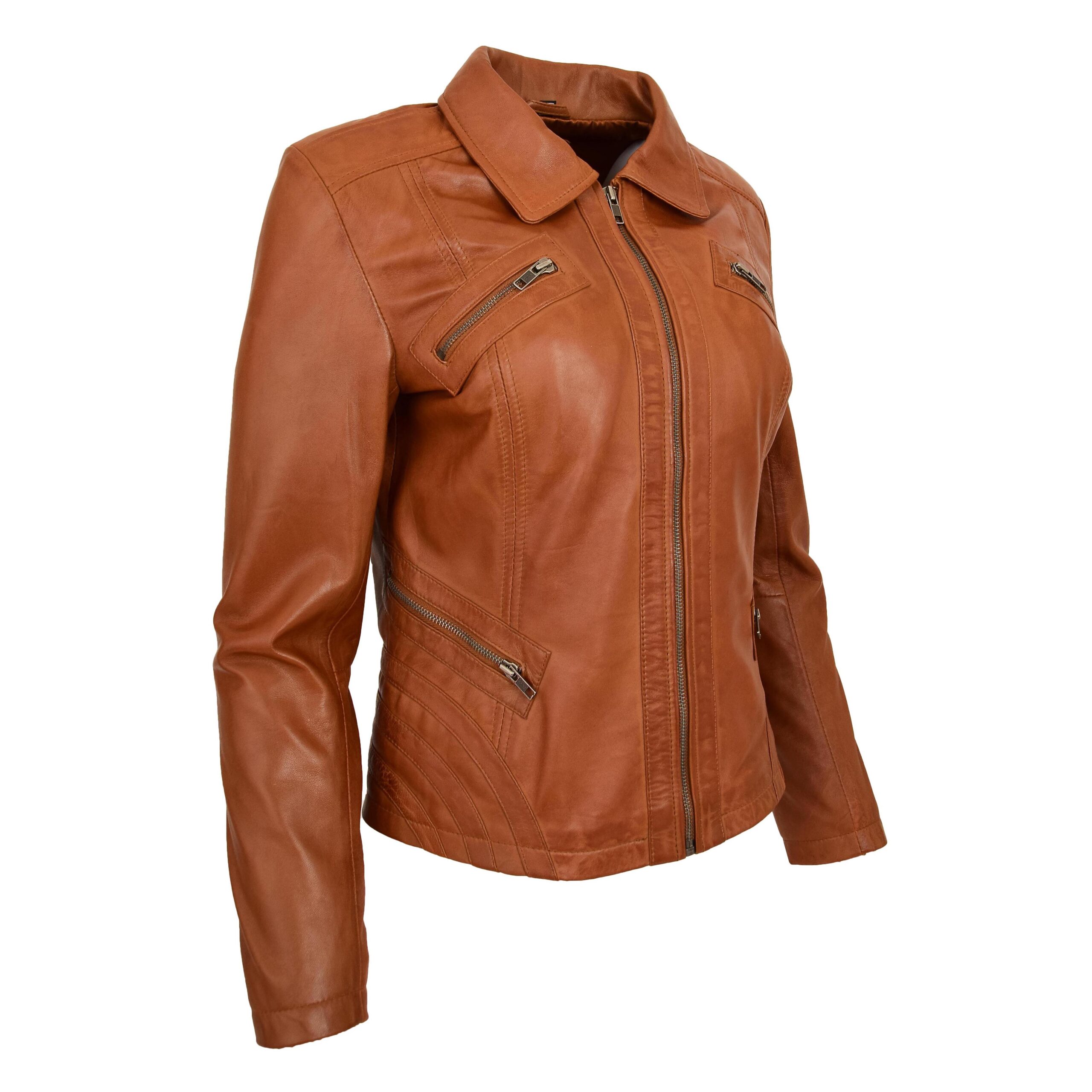 BUNERI Biker Cuero Nova Tan Clásica Zip Box Mujer - Imagen 5