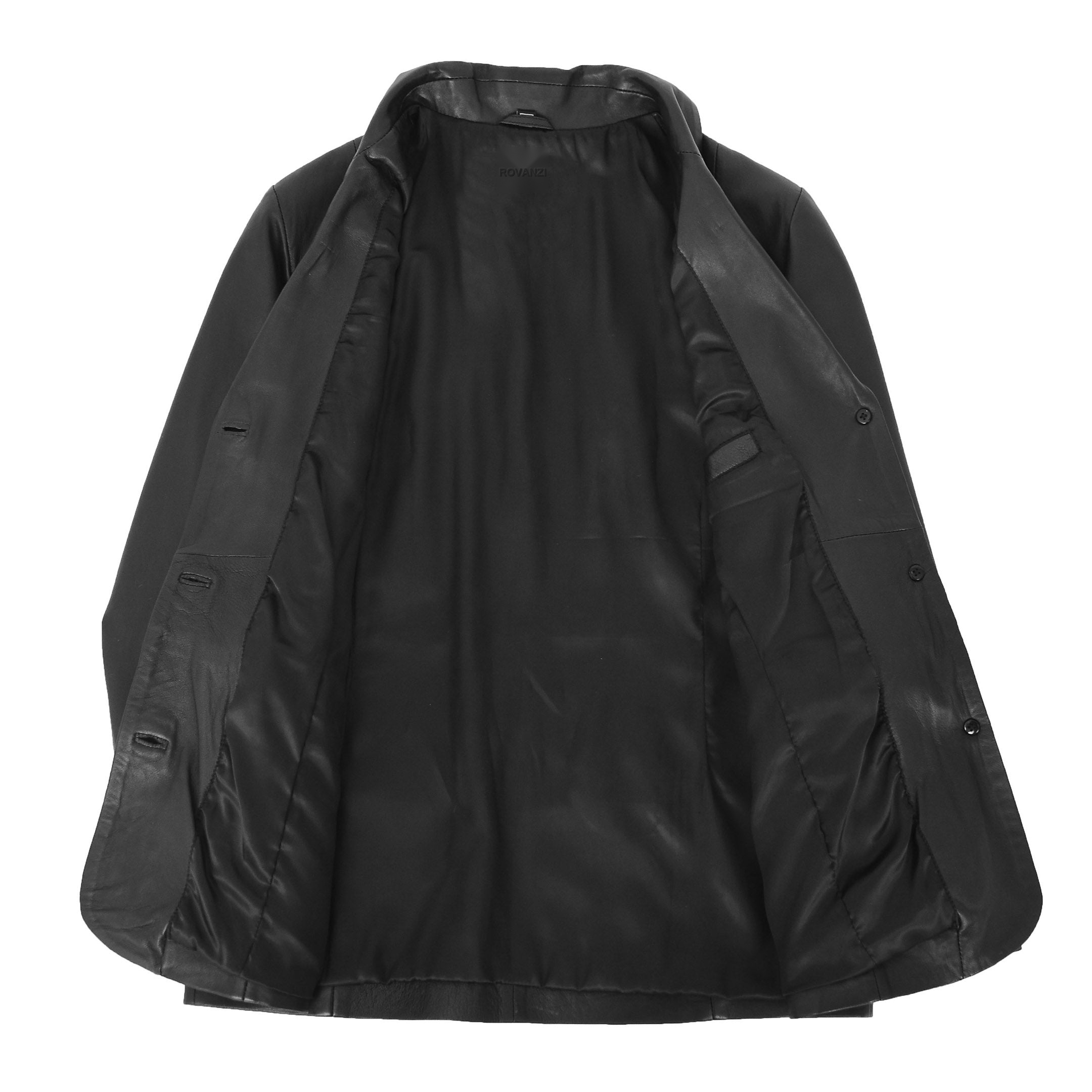 BUNERI Blazer de Cuero Clásico con 3 Botones para Mujer Negro - Imagen 6