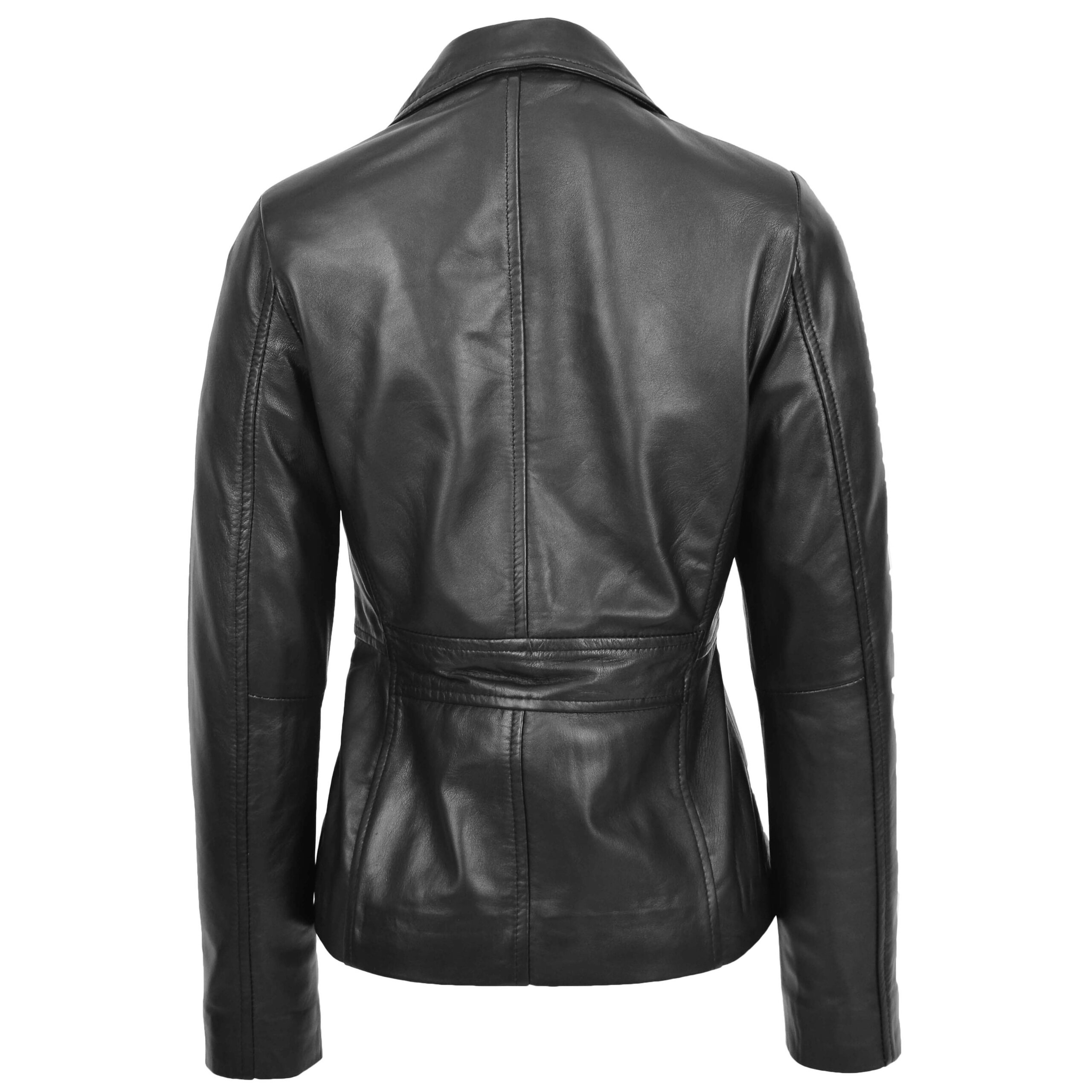 BUNERI Chaqueta Mujer Cuero Blazer Clasico Tres Botones Negro - Imagen 2