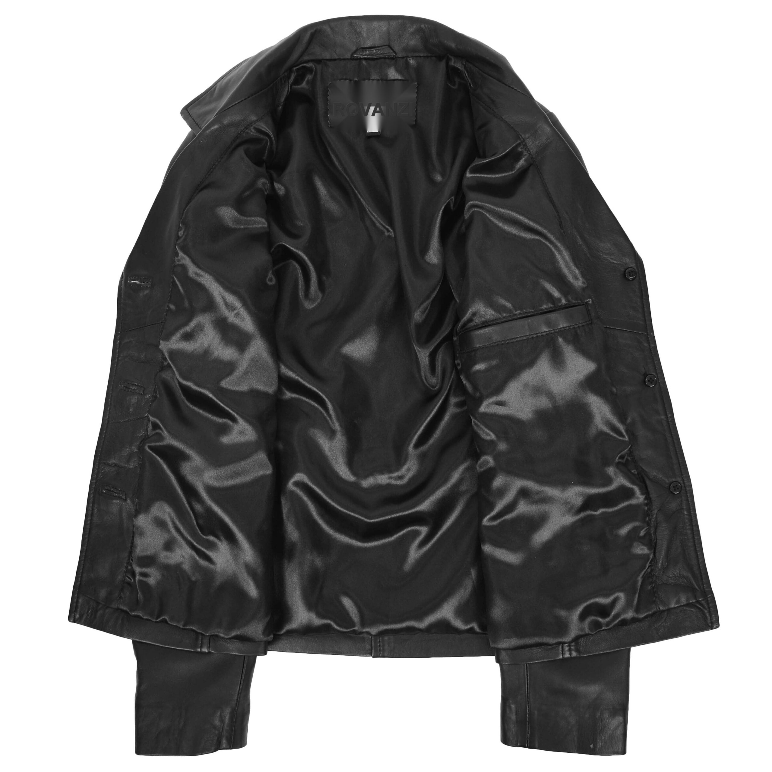 BUNERI Chaqueta Mujer Cuero Blazer Clasico Tres Botones Negro - Imagen 5