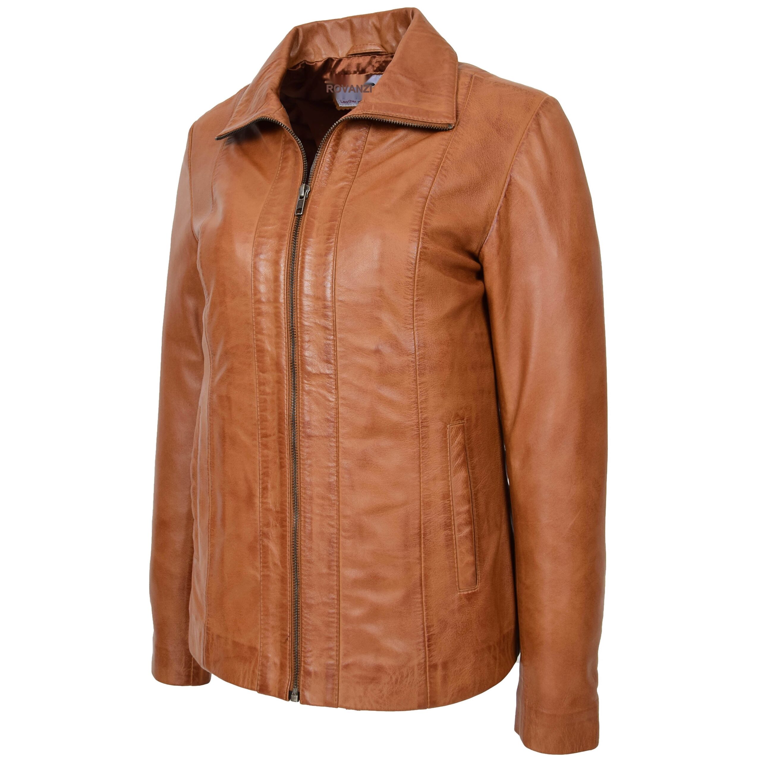 BUNERI Chaqueta de Cuero Tan Clásica con Cremallera para Mujer II - Imagen 4