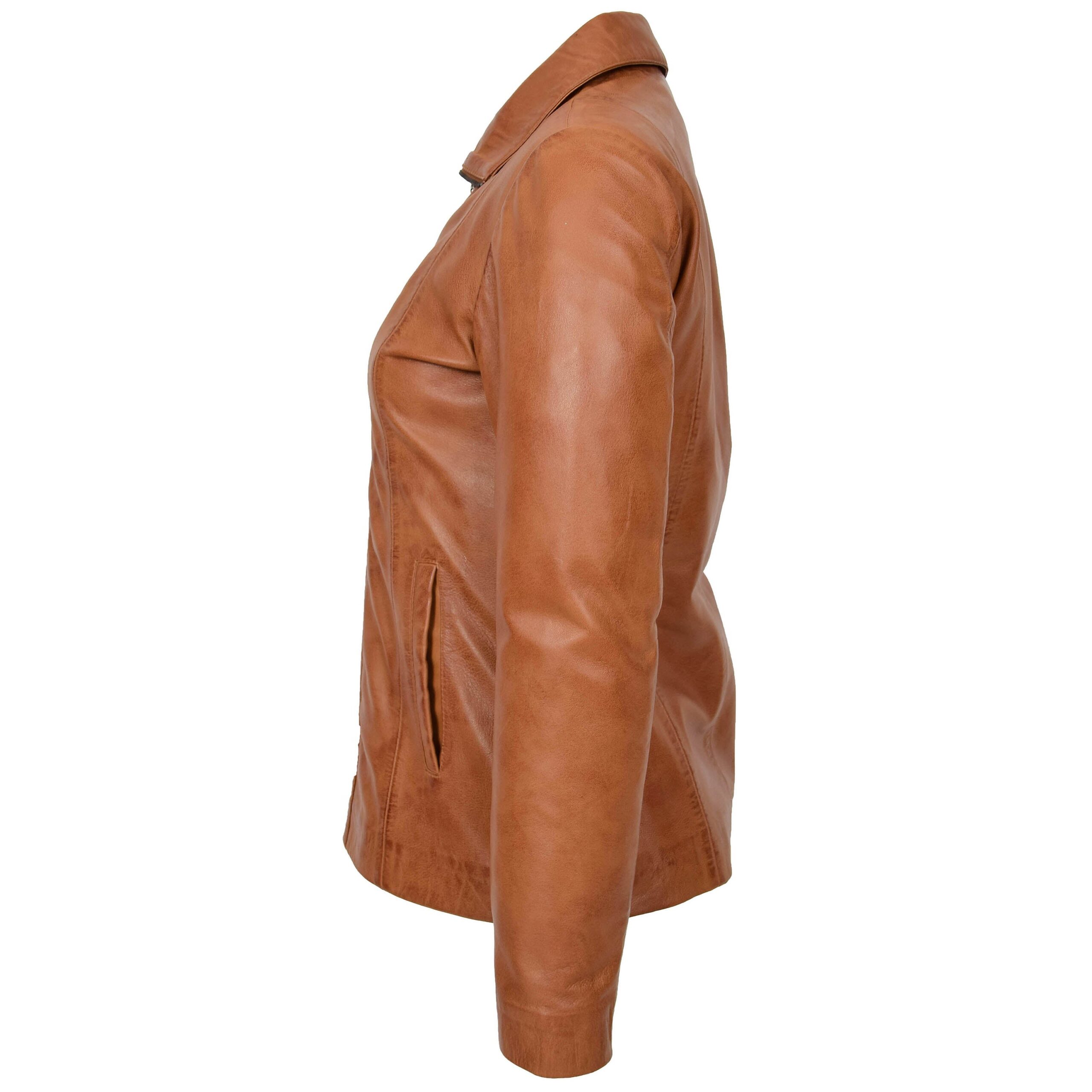 BUNERI Chaqueta de Cuero Tan Clásica con Cremallera para Mujer II - Imagen 5