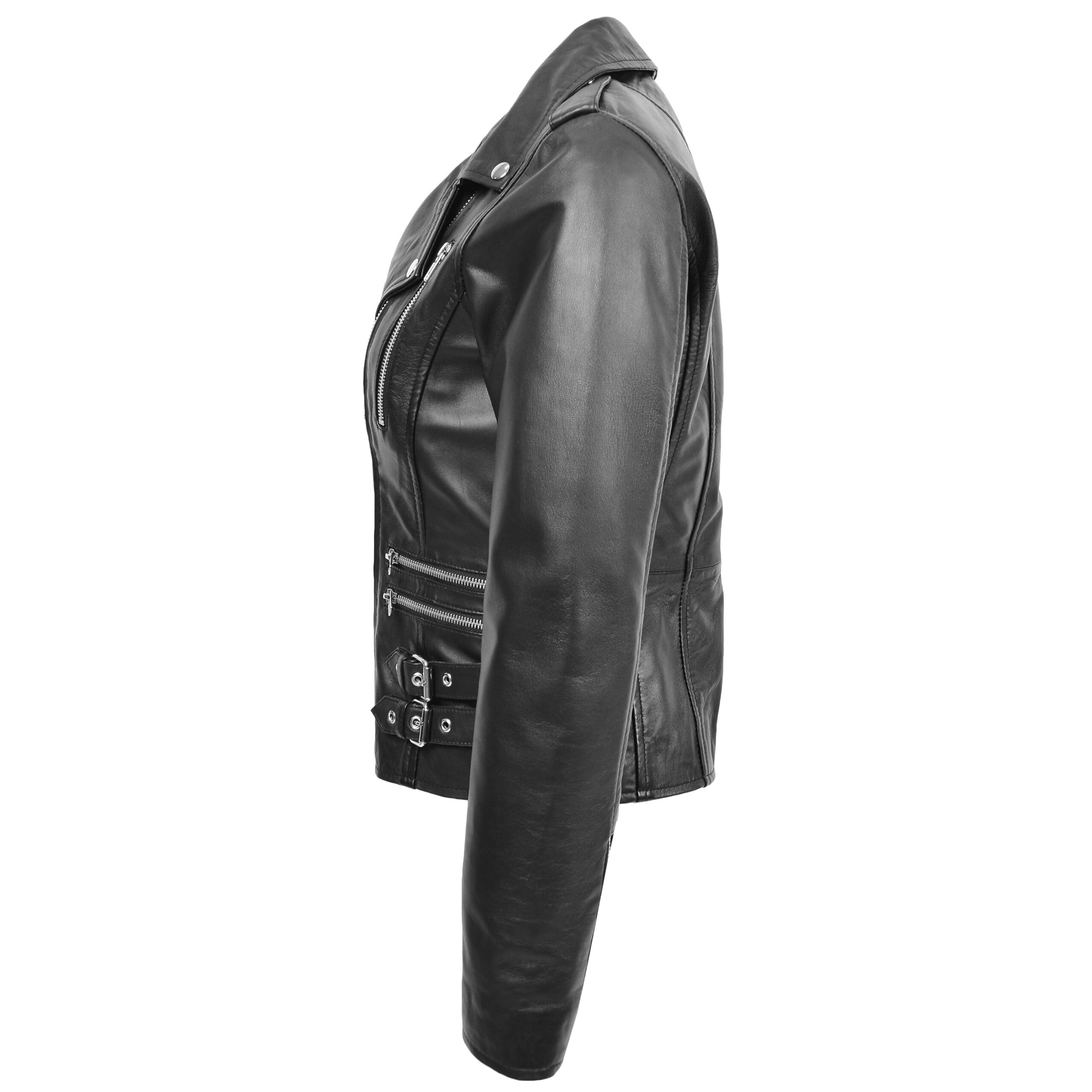 BUNERI Biker Cuero Cara Negra Cross Zip Mujer - Imagen 5
