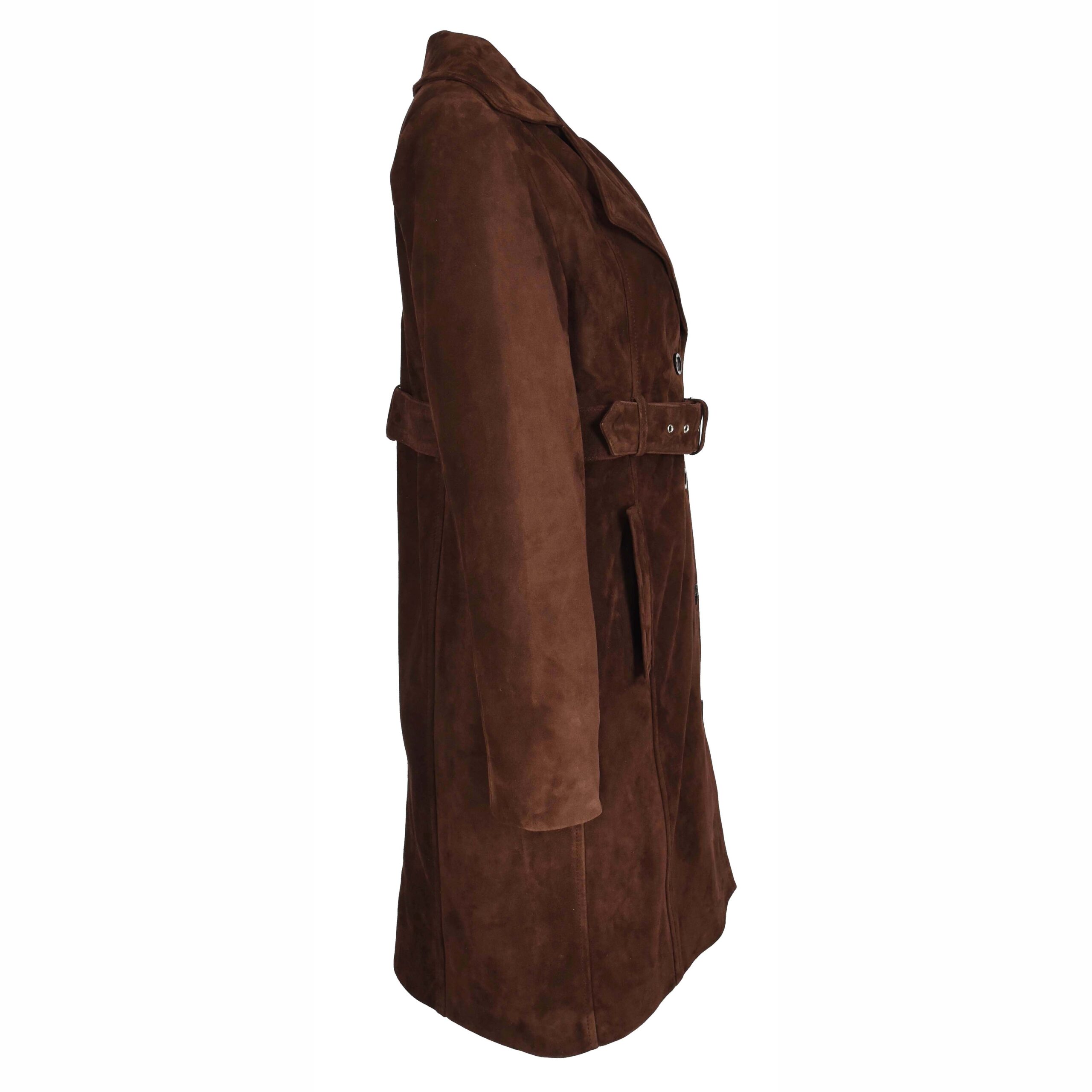 BUNERI Trench de Ante de Cabra para Mujer 3/4 Longitud Marrón Óxido con Cinturón - Imagen 3