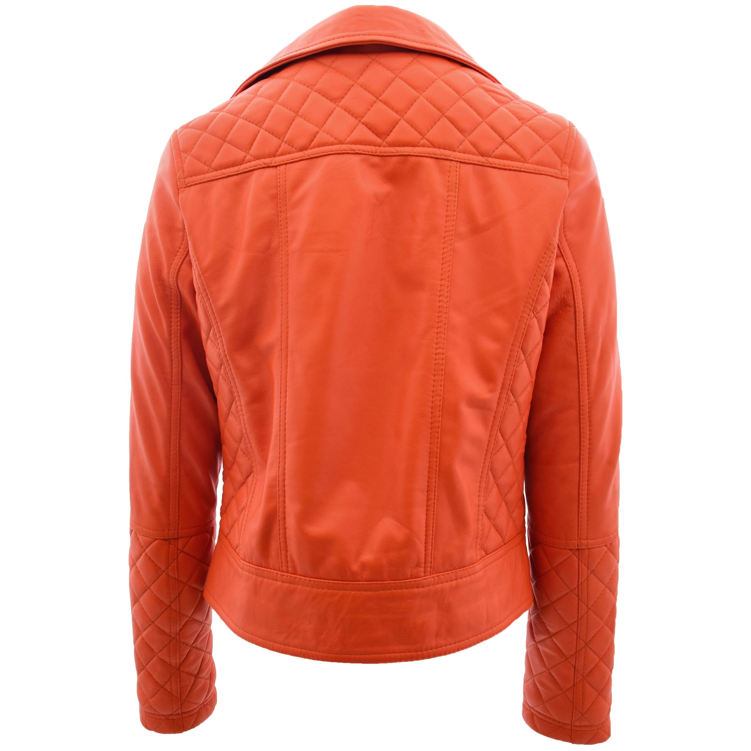 BUNERI Biker Cuero Ziva Naranja Detalles Acolchados Mujer - Imagen 2