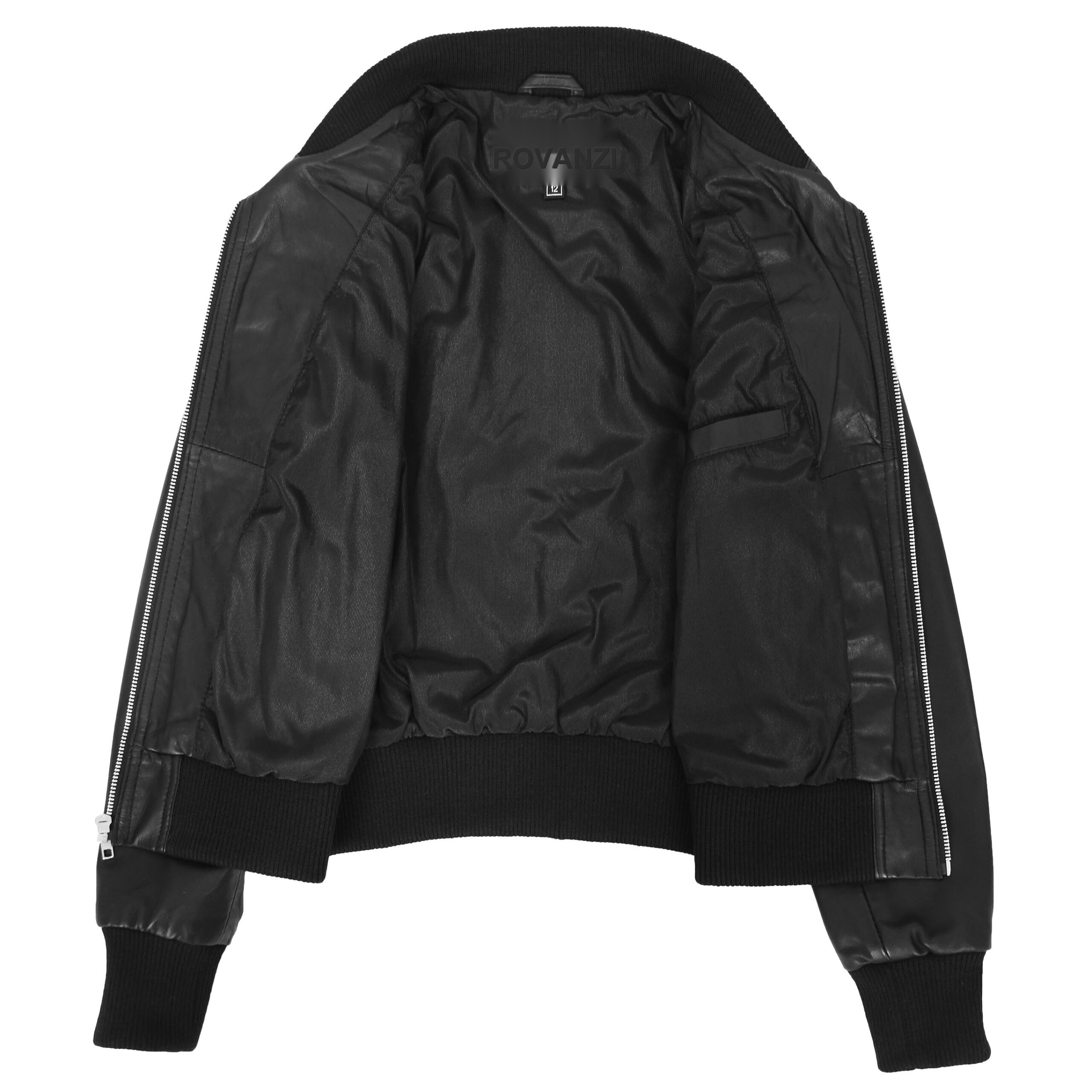 BUNERI Bomber Cuero Motto Negra Clásica Mujer - Imagen 6