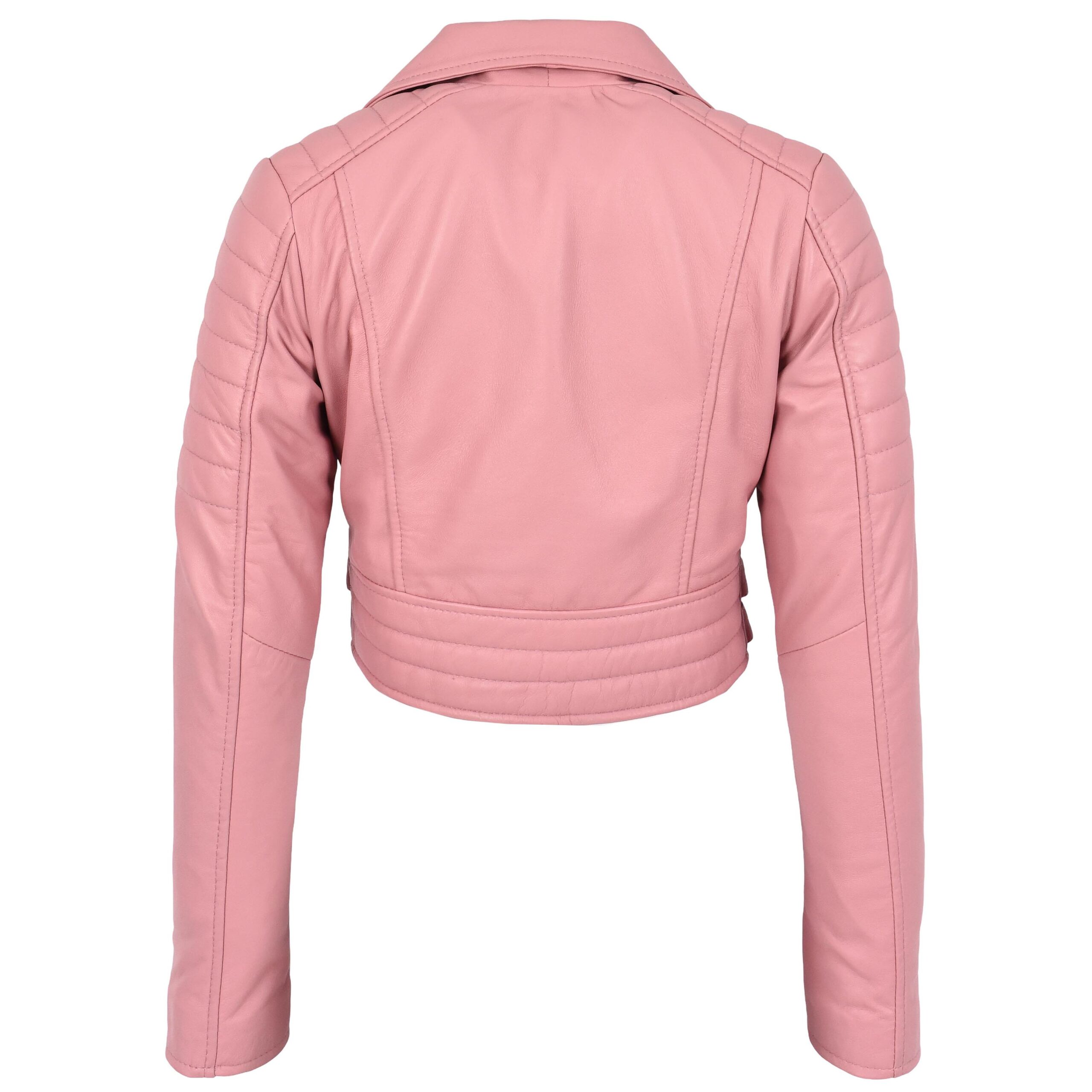 BUNERI Chaqueta Biker Corta de Cuero Rosa Bebé para Mujer - Imagen 3