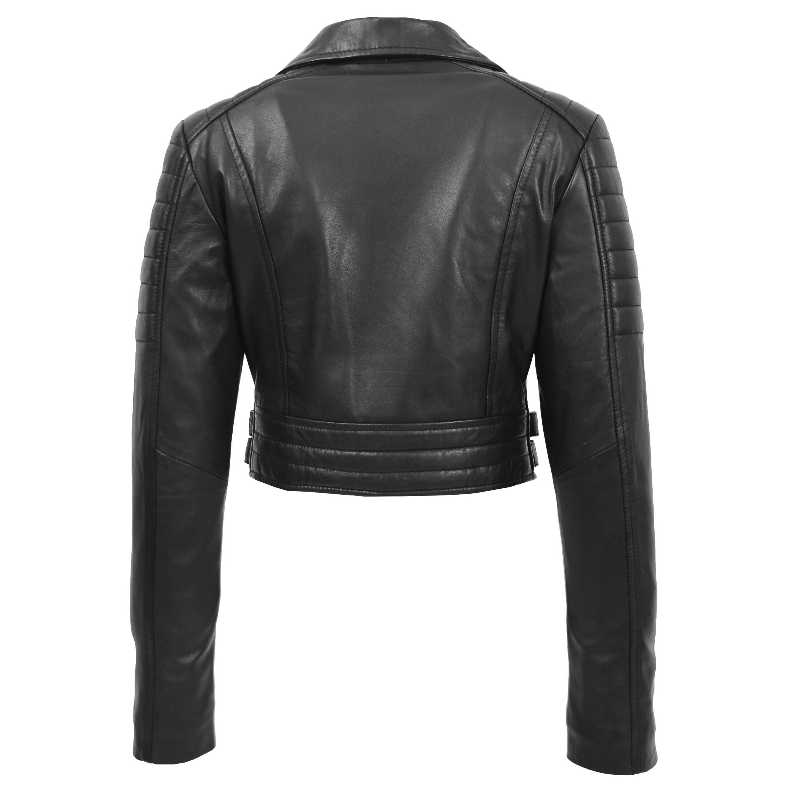 BUNERI Biker Cuero Demi Negra Corta Mujer - Imagen 2