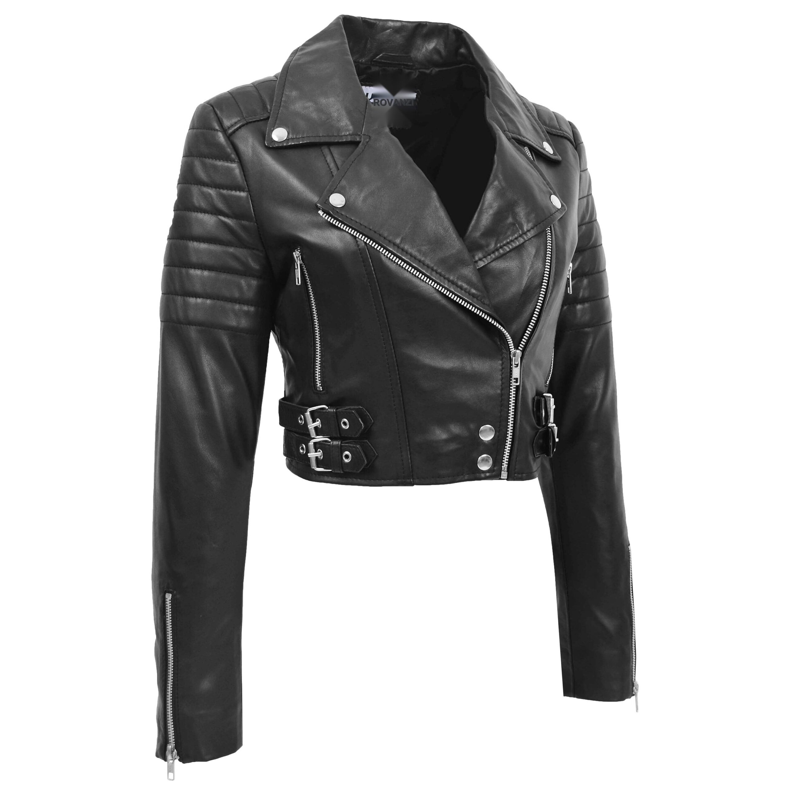 BUNERI Biker Cuero Demi Negra Corta Mujer - Imagen 4