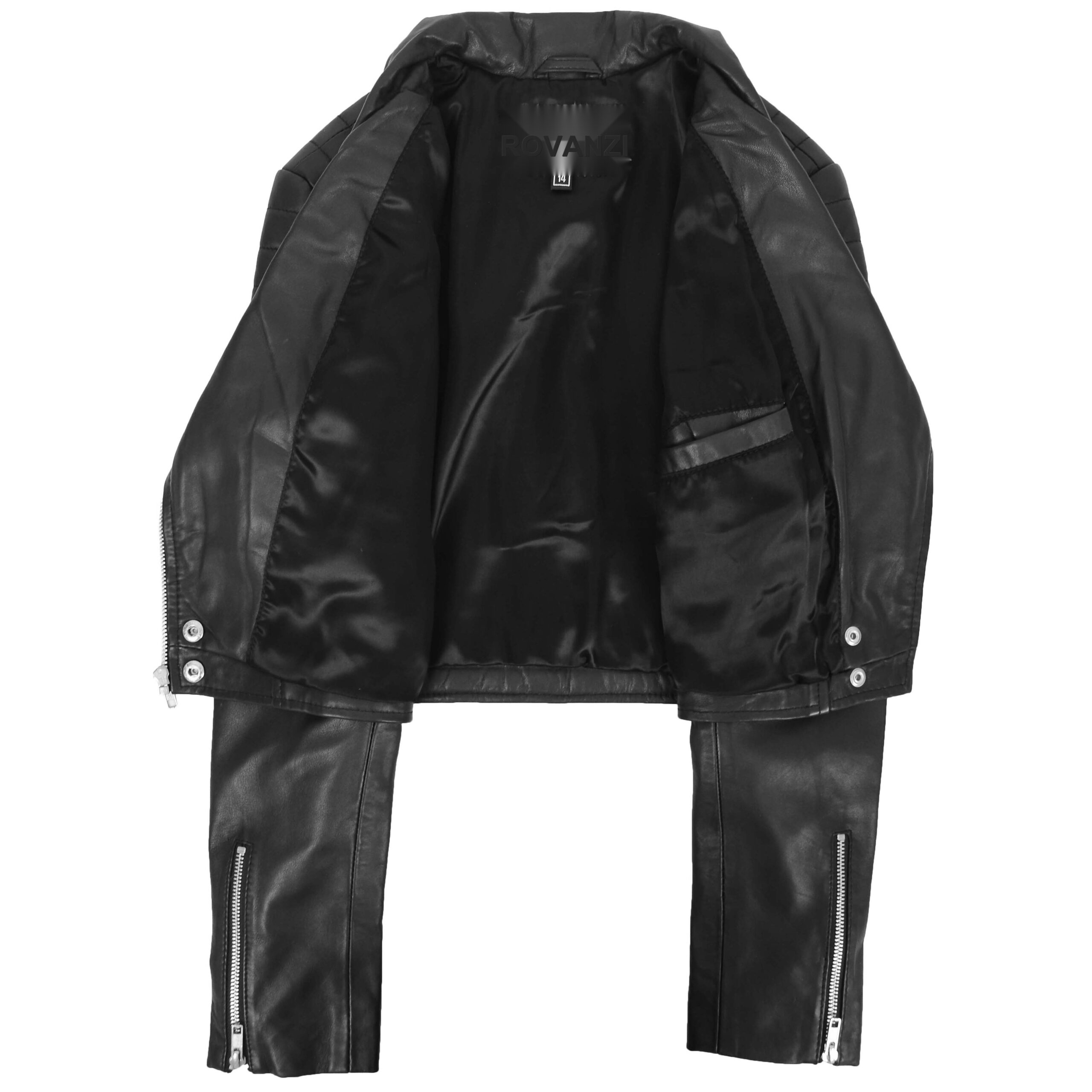 BUNERI Biker Cuero Demi Negra Corta Mujer - Imagen 7