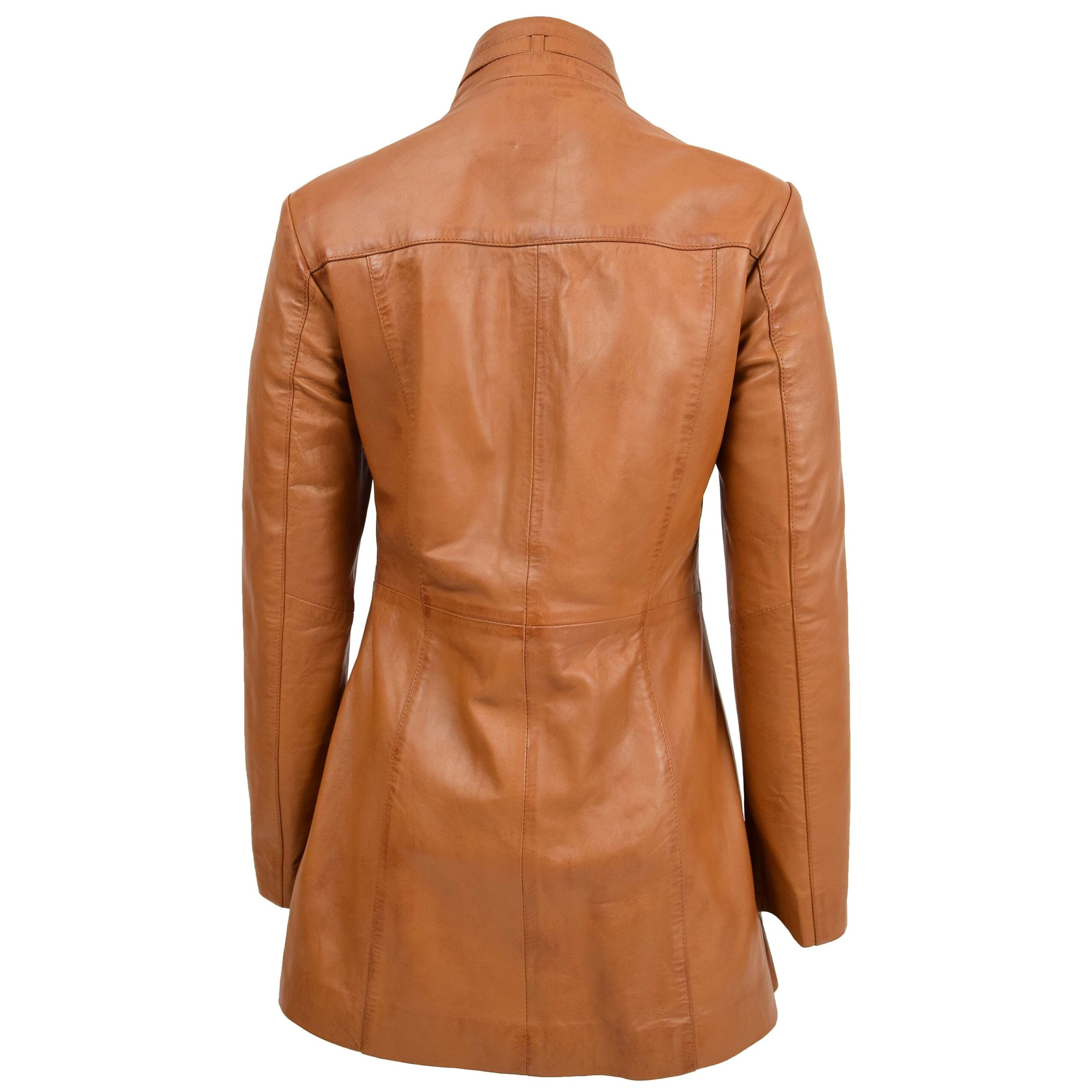BUNERI Chaqueta de Cuero Tan con Doble Cremallera para Mujer - Imagen 2