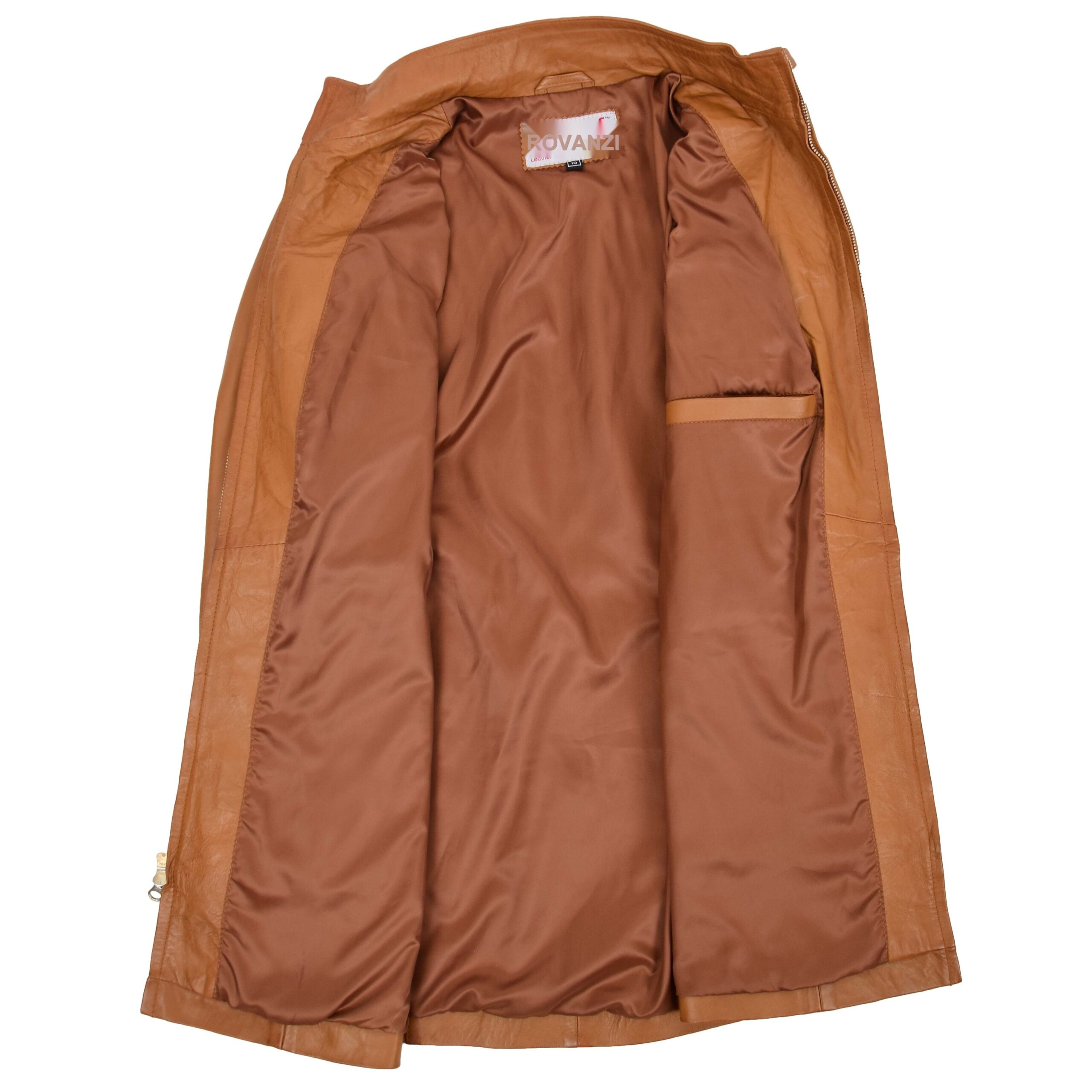 BUNERI Chaqueta de Cuero Tan con Doble Cremallera para Mujer - Imagen 6