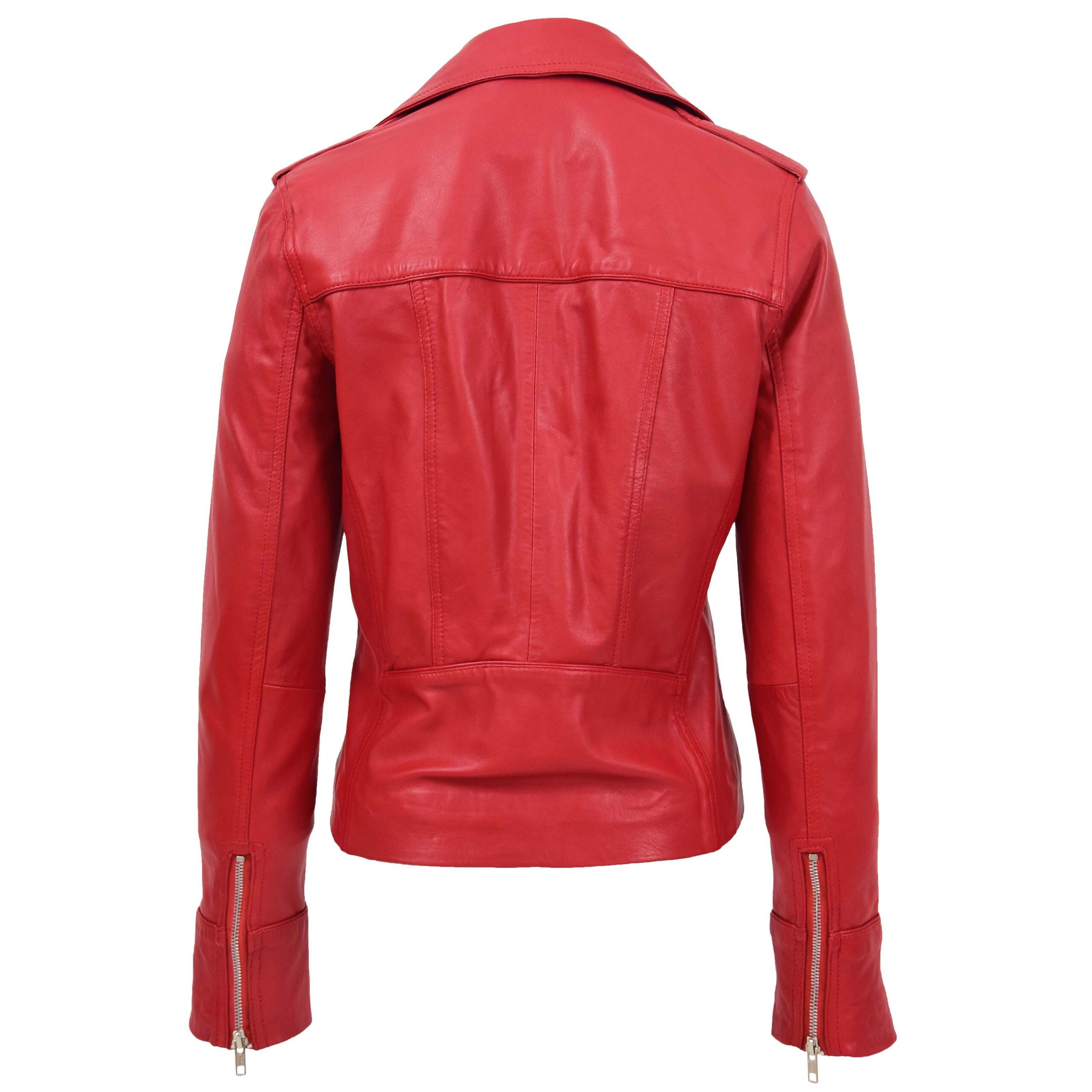 BUNERI Biker Cuero Kim Rojo Entallada - Imagen 2