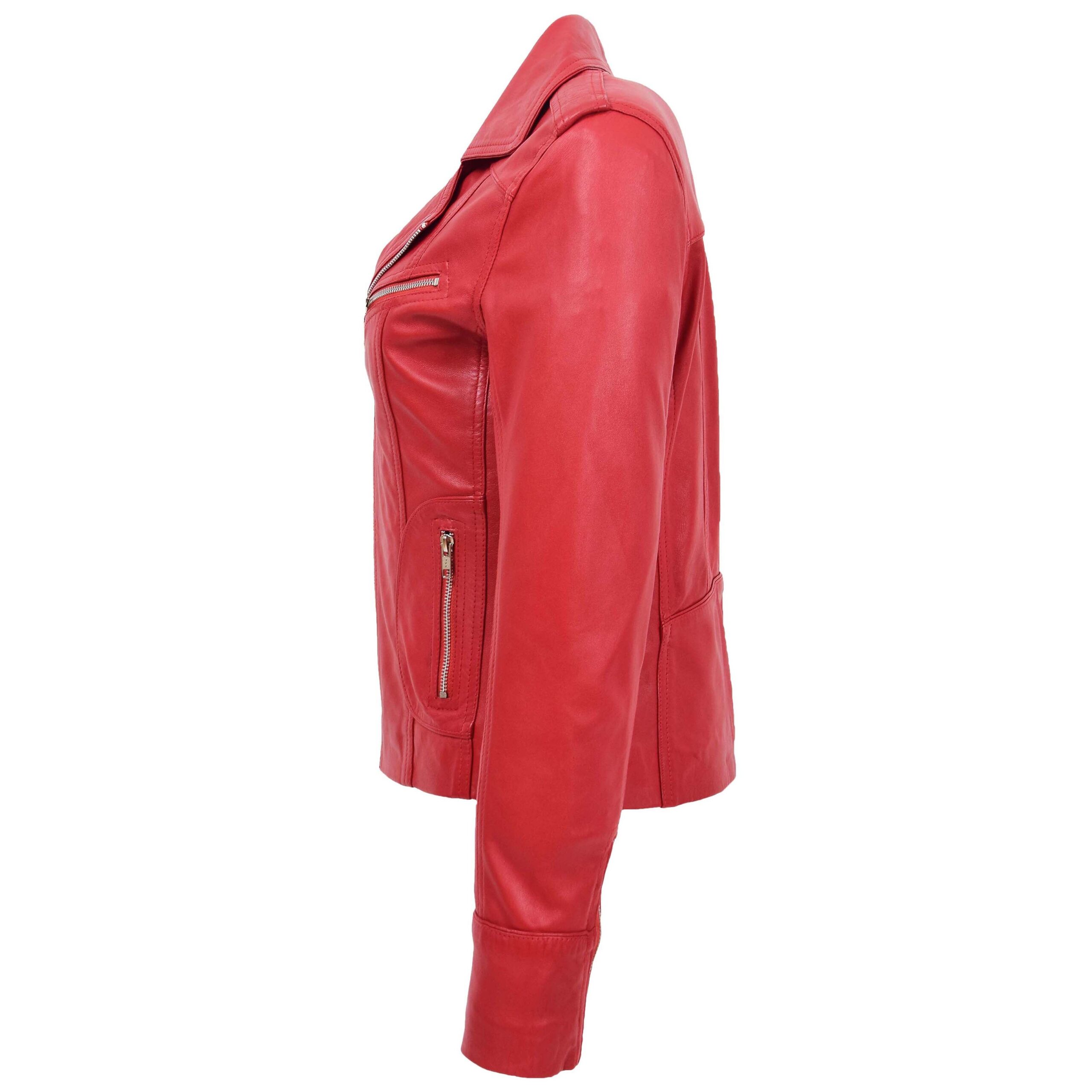 BUNERI Biker Cuero Kim Rojo Entallada - Imagen 5