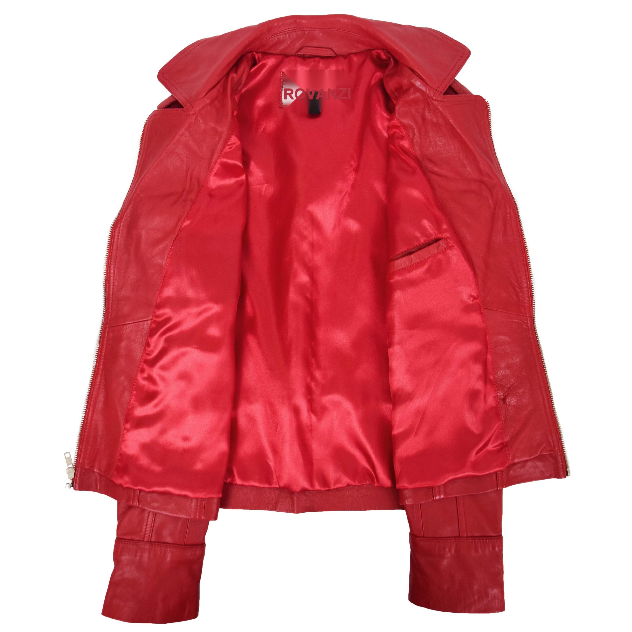 BUNERI Biker Cuero Kim Rojo Entallada - Imagen 6