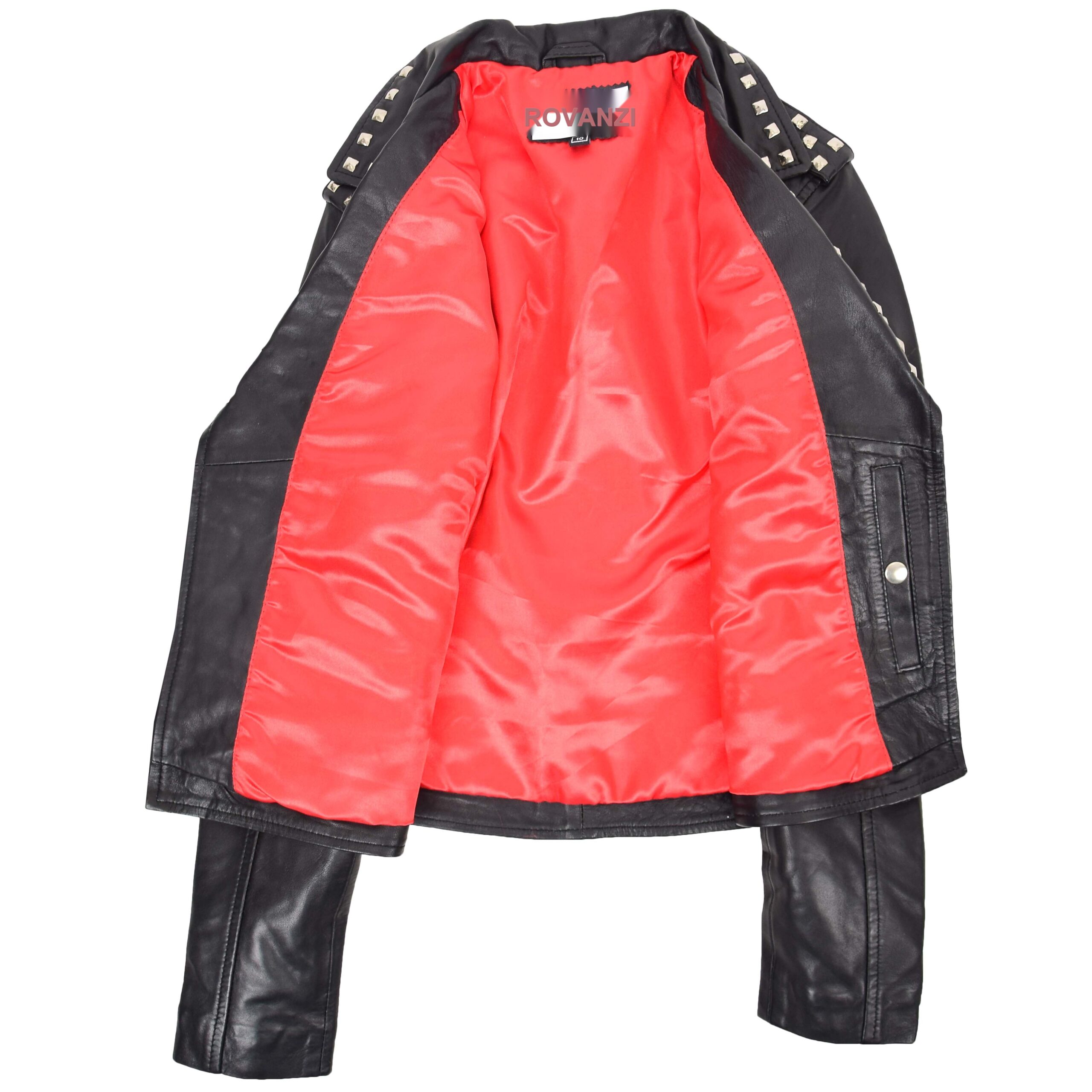 BUNERI Chaqueta Mujer Cuero Tachonada Estilo Brando Negra - Imagen 6
