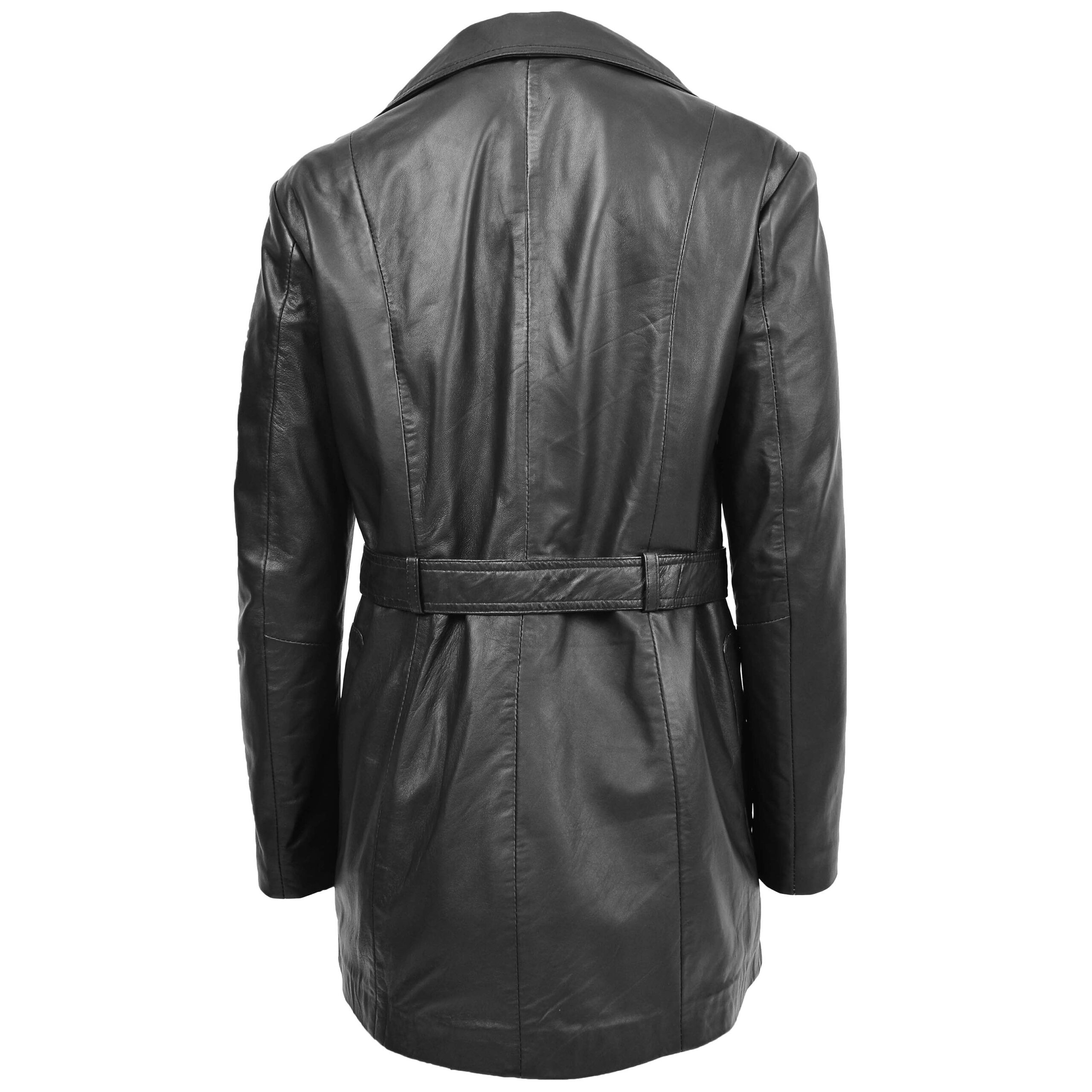 BUNERI Trench de Cuero para Mujer Shania Negro con Cinturón - Imagen 2