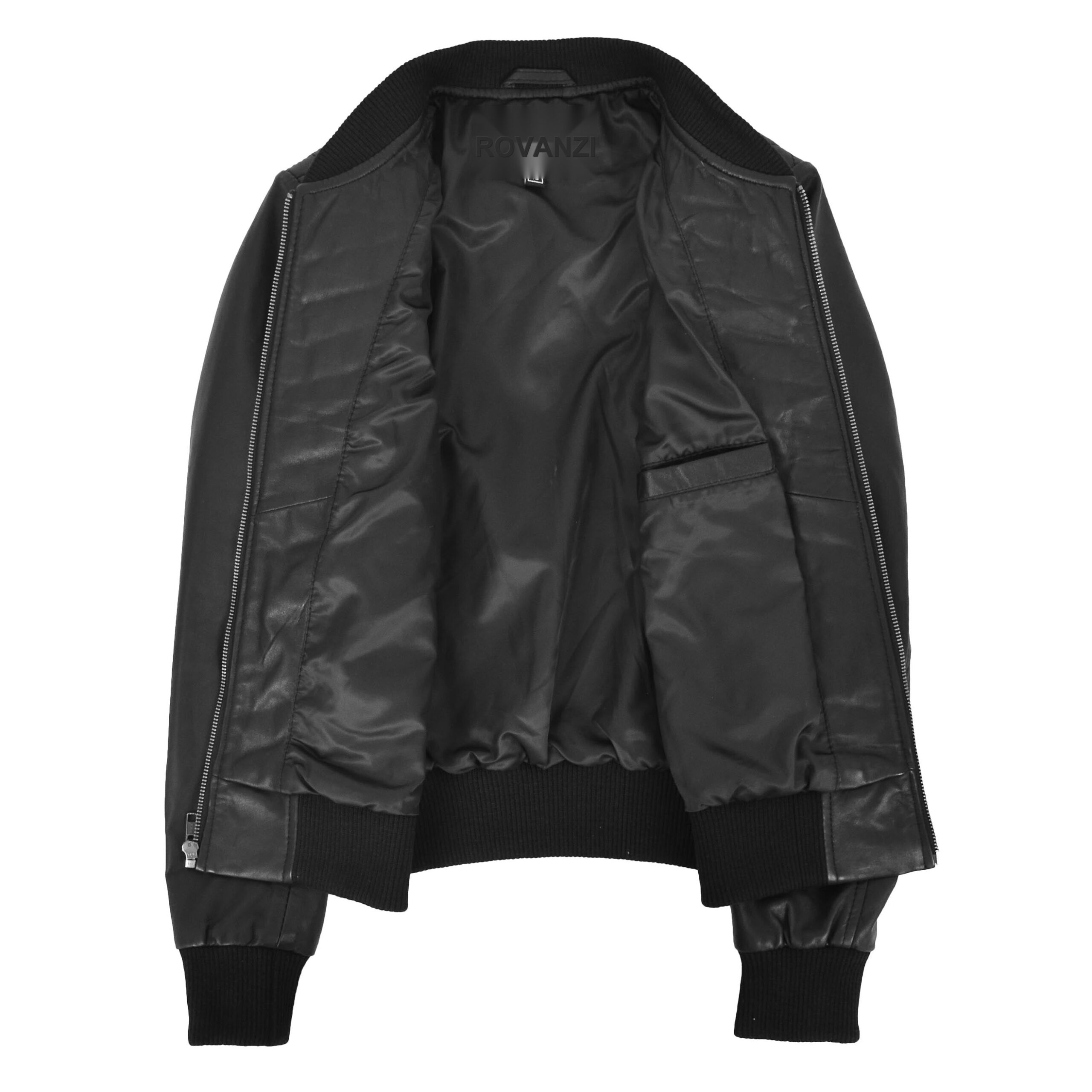 BUNERI Bomber Acolchada Sally de Cuero Negro Varsity - Imagen 7