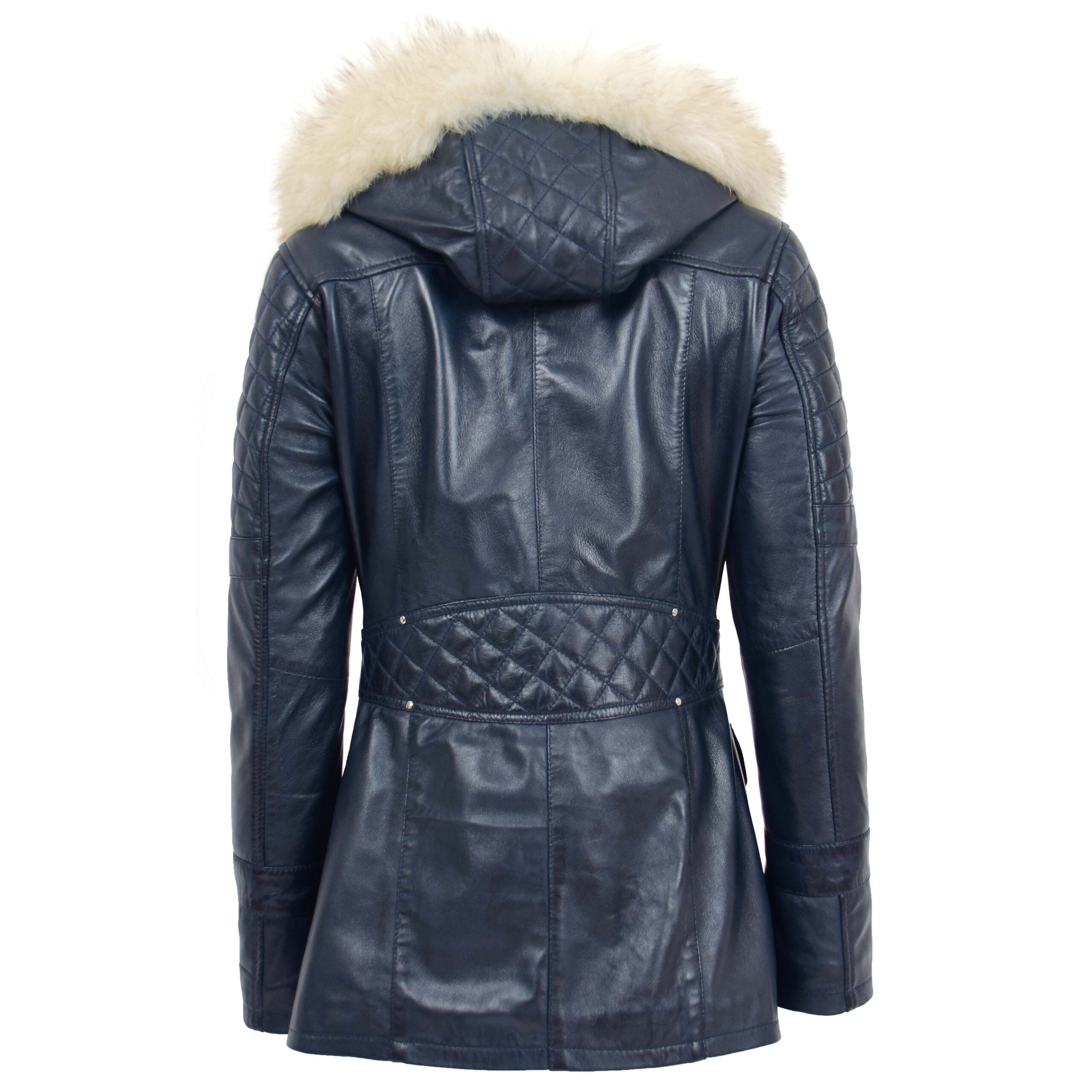 BUNERI Cuero Ariel Azul Estilo Duffle Mujer - Imagen 2