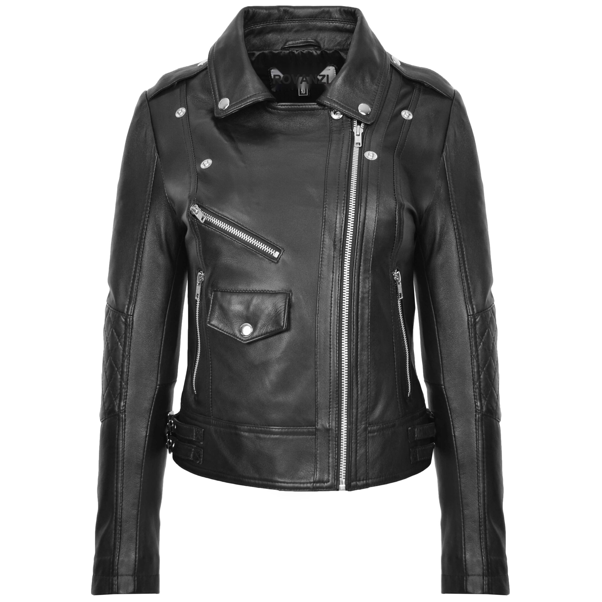 BUNERI Biker Moda Remi Cuero Negro Cross-Zip - Imagen 3