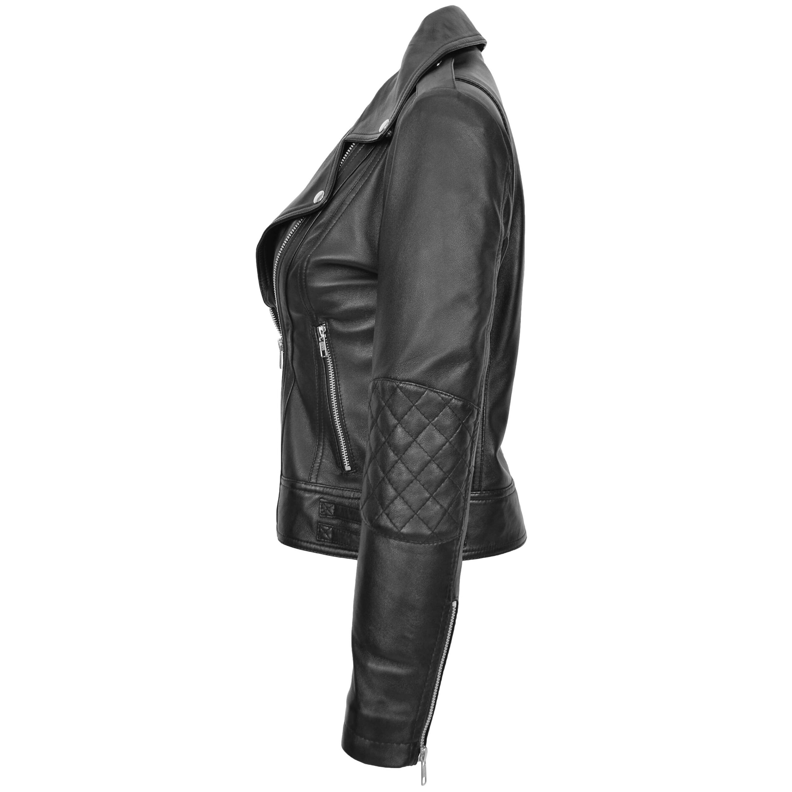 BUNERI Biker Moda Remi Cuero Negro Cross-Zip - Imagen 6