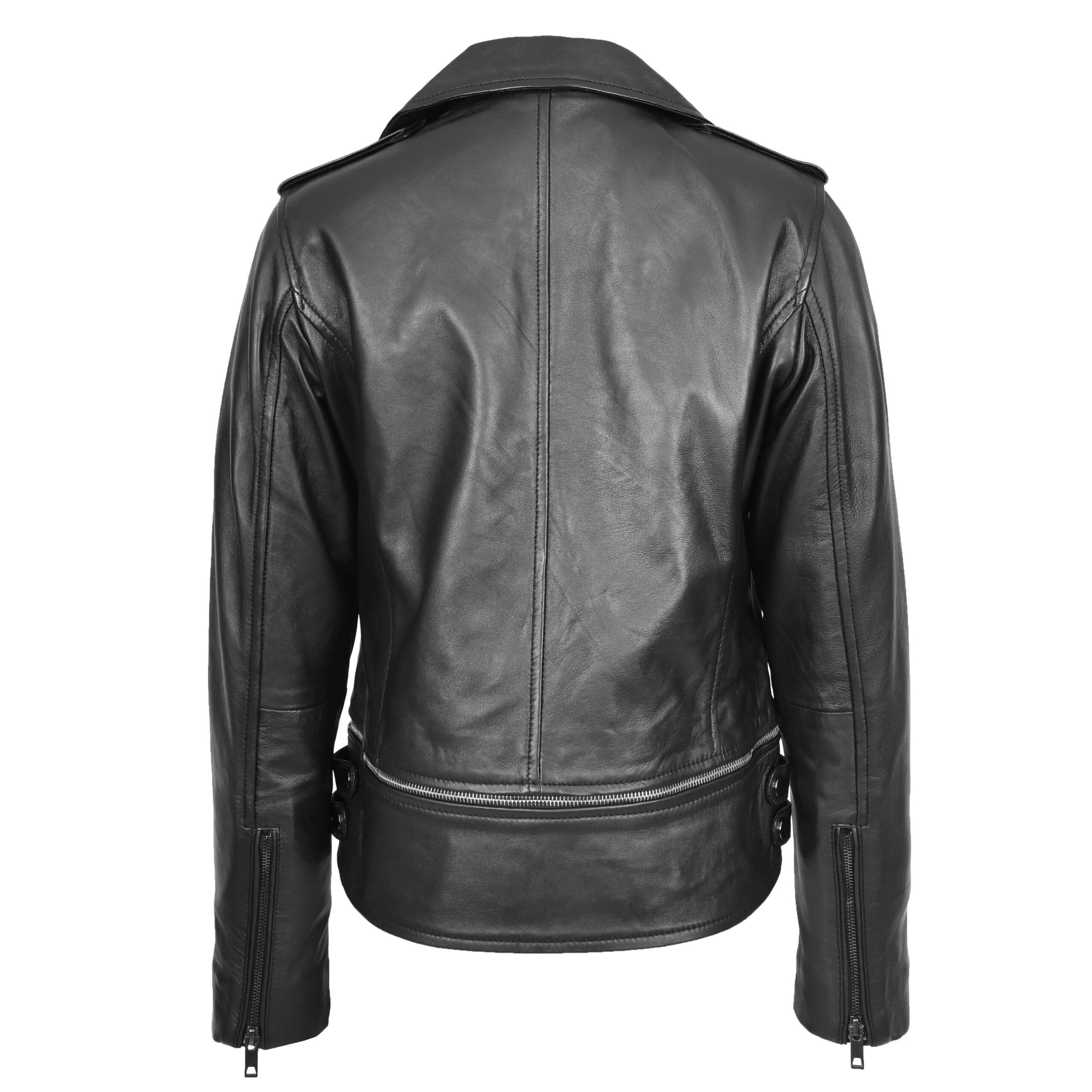 BUNERI Chaqueta Biker de Cuero Negro 2-en-1 Corta para Mujer - Imagen 2