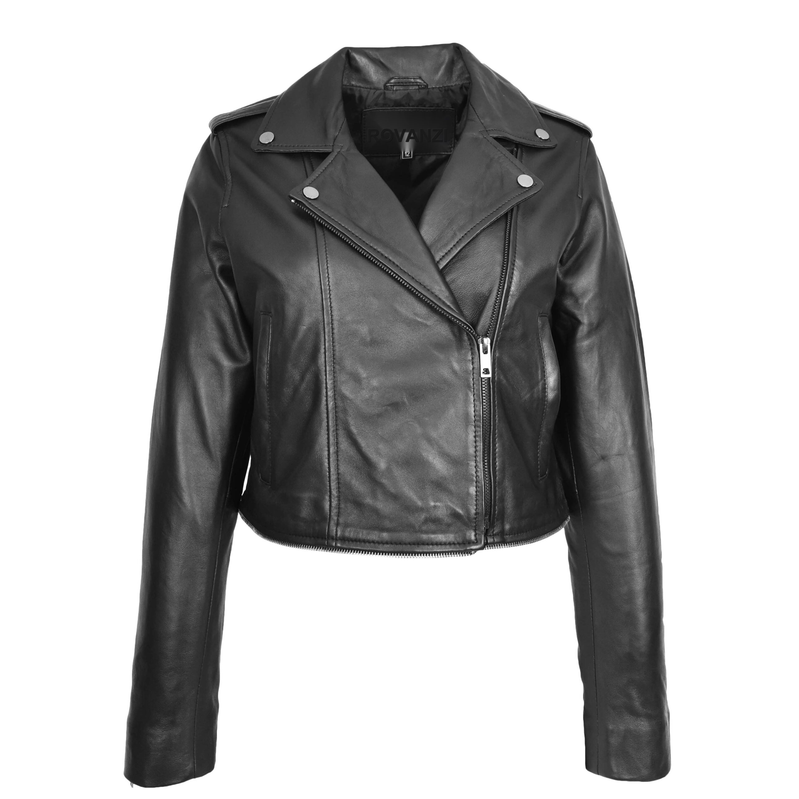 BUNERI Chaqueta Biker de Cuero Negro 2-en-1 Corta para Mujer - Imagen 4