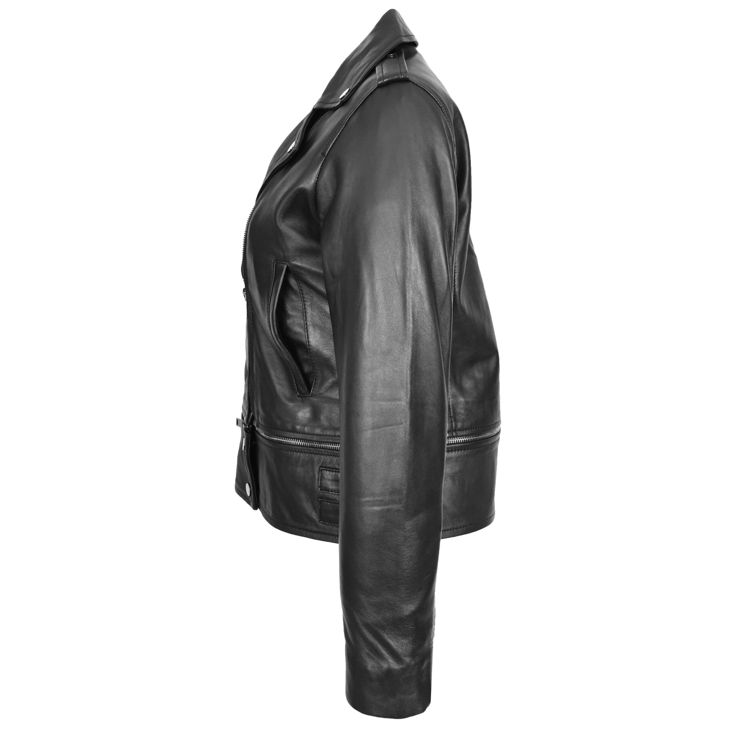 BUNERI Chaqueta Biker de Cuero Negro 2-en-1 Corta para Mujer - Imagen 5