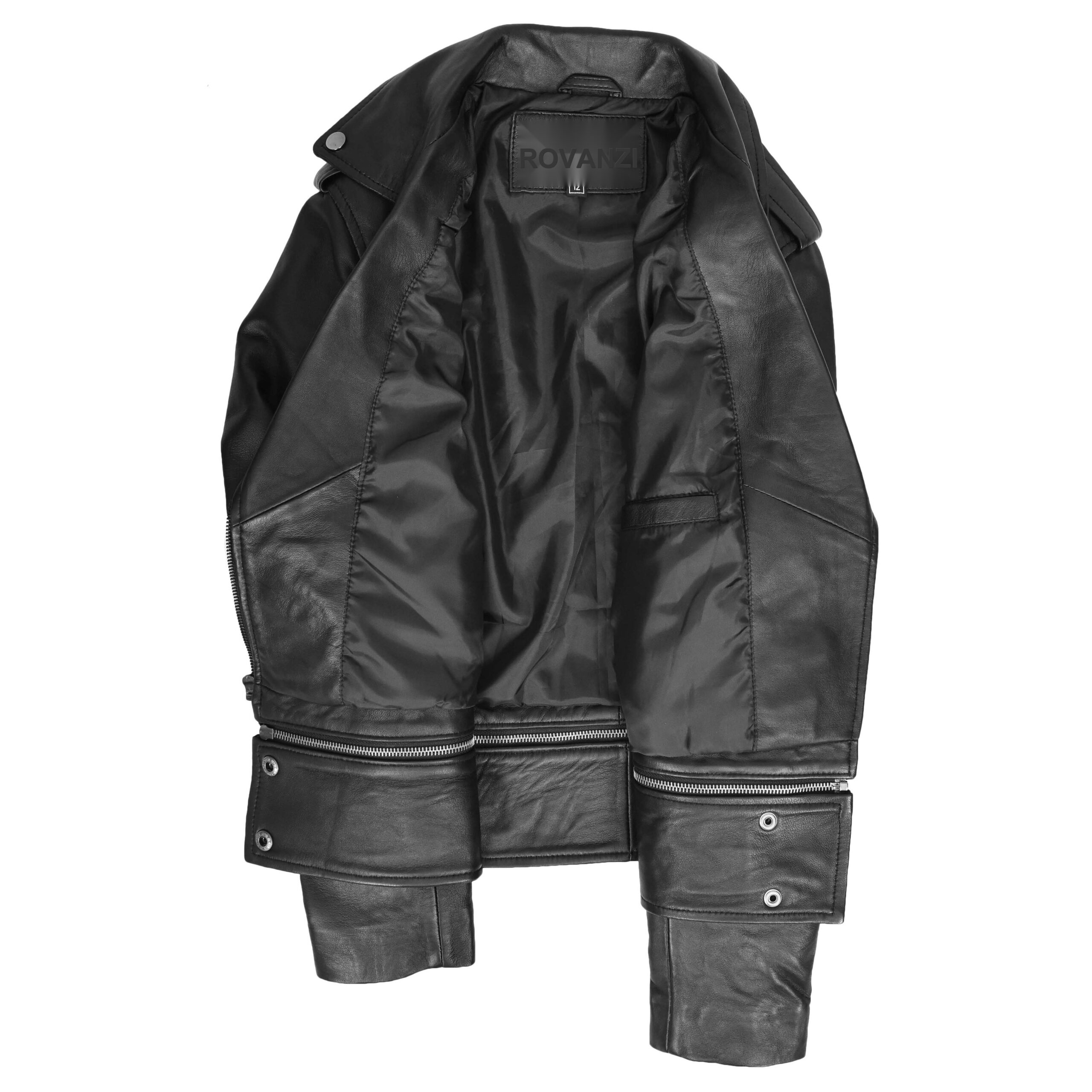 BUNERI Chaqueta Biker de Cuero Negro 2-en-1 Corta para Mujer - Imagen 6