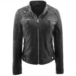 BUNERI Biker Cuero Annie Negro Estilo Casual